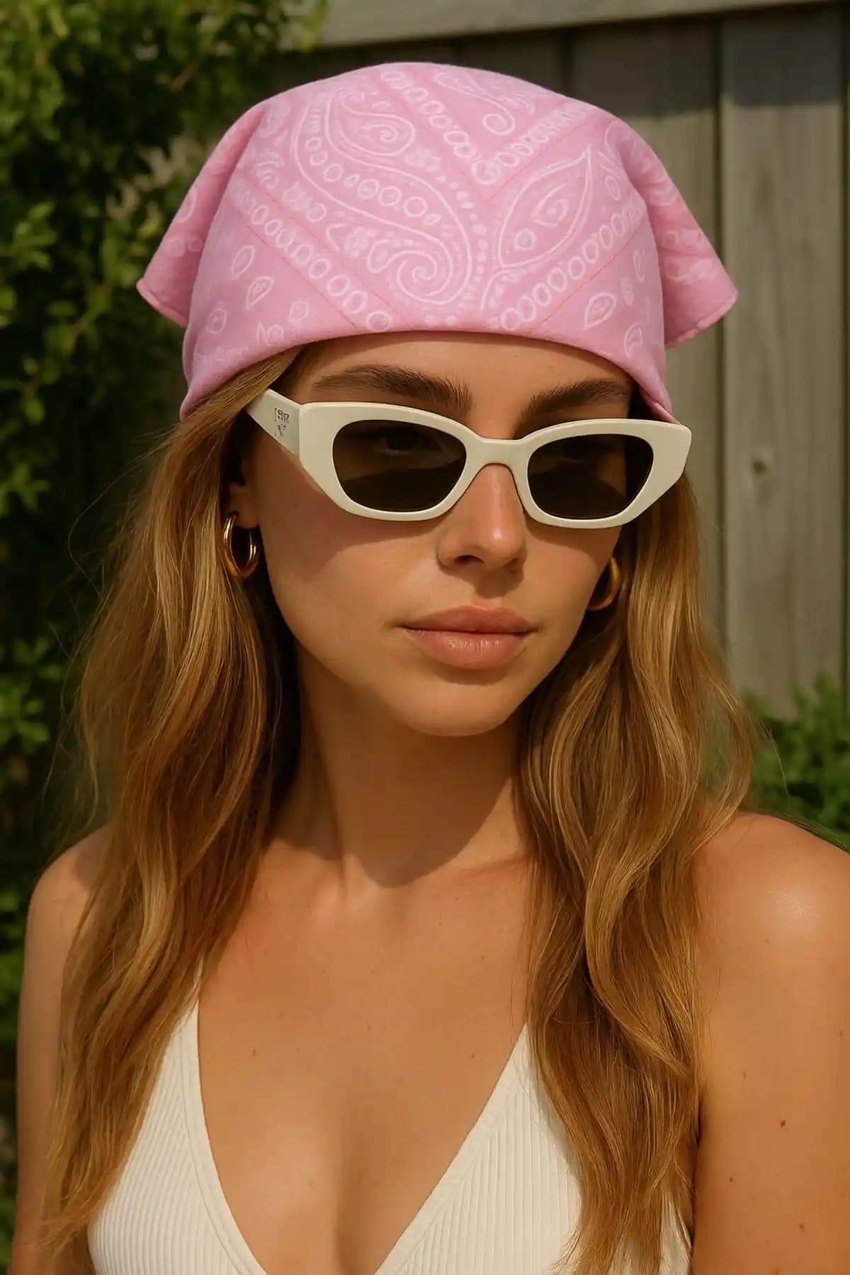 Goldmine Unisex Etnik Desenli Pembe Pamuk Bandana Moda ve Stil İfadesi