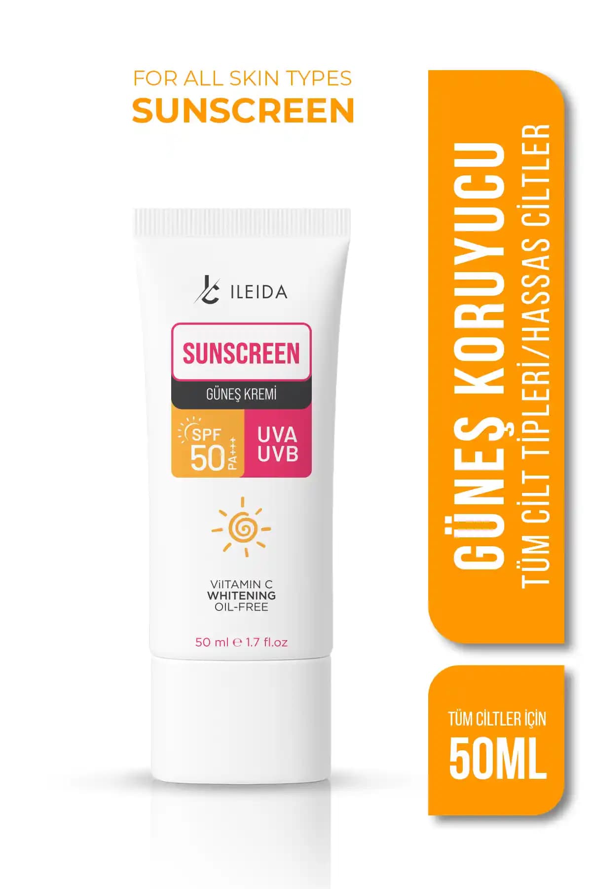 İLEİDA Güneş Kremi SPF 50+ Leke Karşıtı Yüksek Koruma ve Hassas Ciltler İçin Uygun