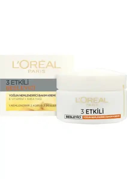 L'Oréal Paris 3 Etkili Besleyici Krem: Yoğun Nem ve Koruma Sağlayan Günlük Cilt Bakımı