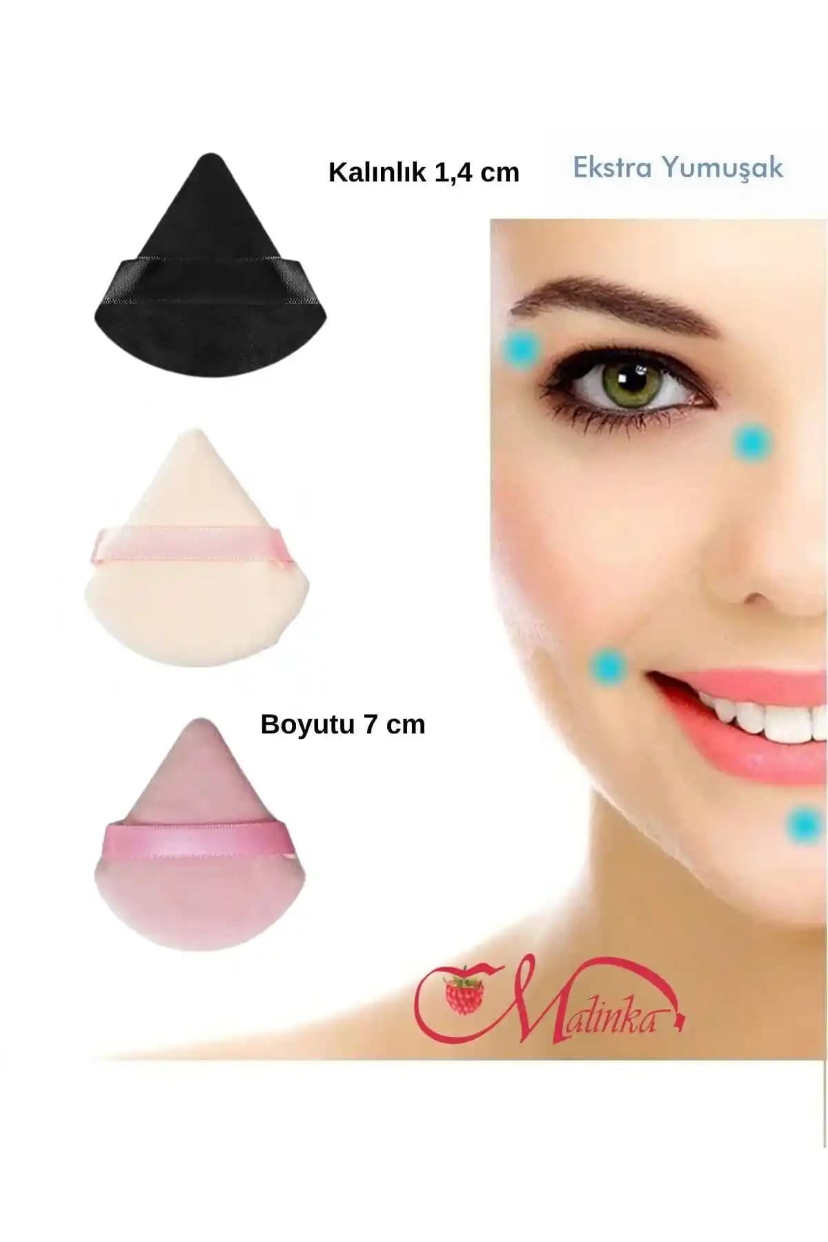 Malinka Üçlü Kadife Makyaj Süngeri Seti Yumuşak ve Yıkanabilir Tasarım