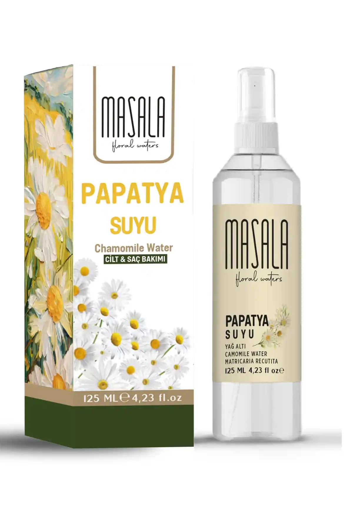Masala Papatya Suyu 125 ml Doğal Cilt ve Saç Bakım Ürünü Türkiye Menşeli