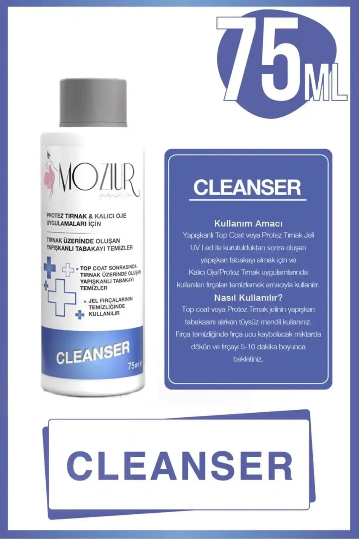 MOZIUR Cleanser Yapışkan Tabaka Temizleyici ve Fırça Bakım Solüsyonu 75 ml