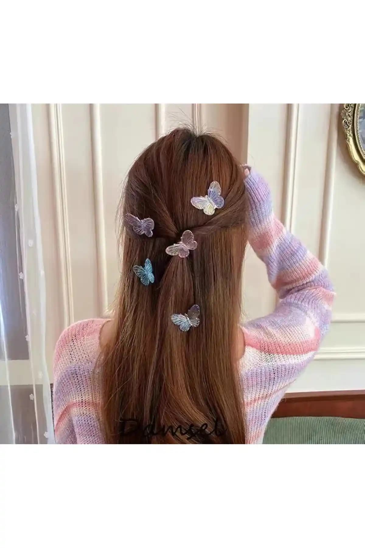 MutluBiDünya Parlak Kelebek Şekilli Saç Tokası Seti Şık ve Dayanıklı Tasarım