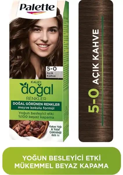 Palette Kalıcı Doğal Renkler 5-0 Açık Kahve Saç Boyası Doğal ve Kalıcı Renk Sağlar