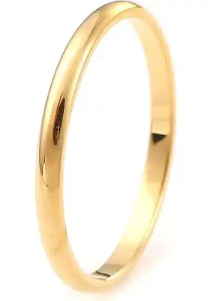 Paslanmaz Çelik 2mm İnce Bombeli Parlak Erkek ve Kadın Yüzüğü Şık Tasarım