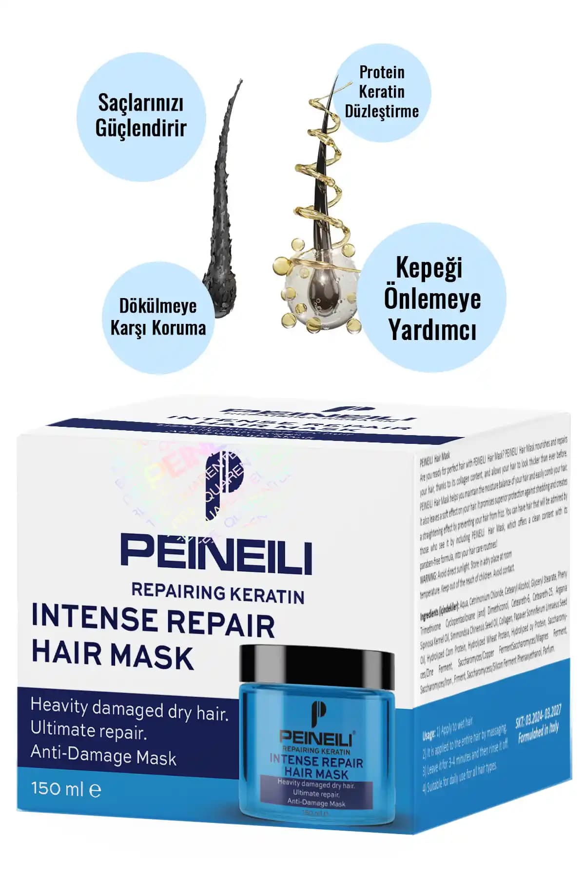 PEINEILI Kuru ve Hasarlı Saçlar İçin Nemlendirici ve Dökülme Önleyici Saç Maskesi Ürün İncelemesi