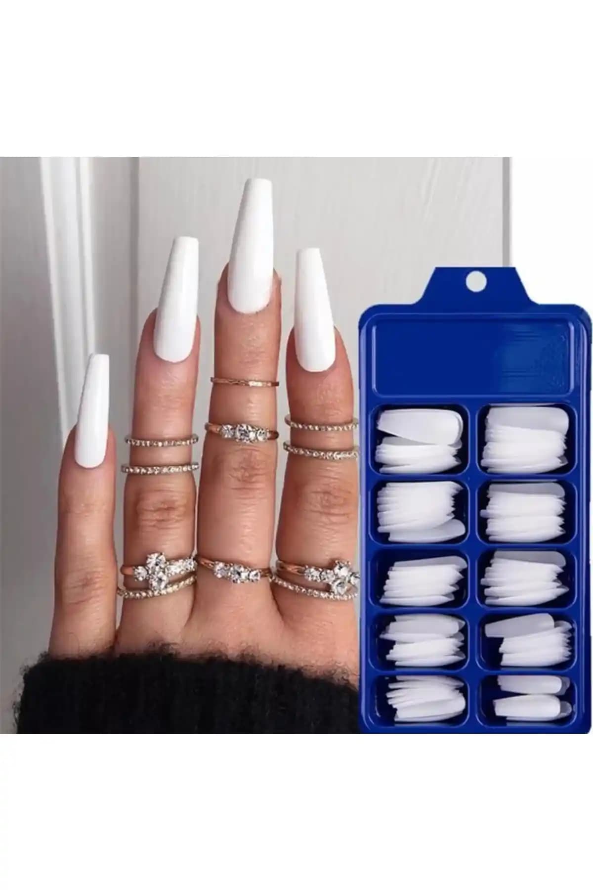 SYBELLE Kozmetik Beyaz Balerin Takma Tırnak Seti 100 Adet Estetik ve Çok Yönlü Kullanım