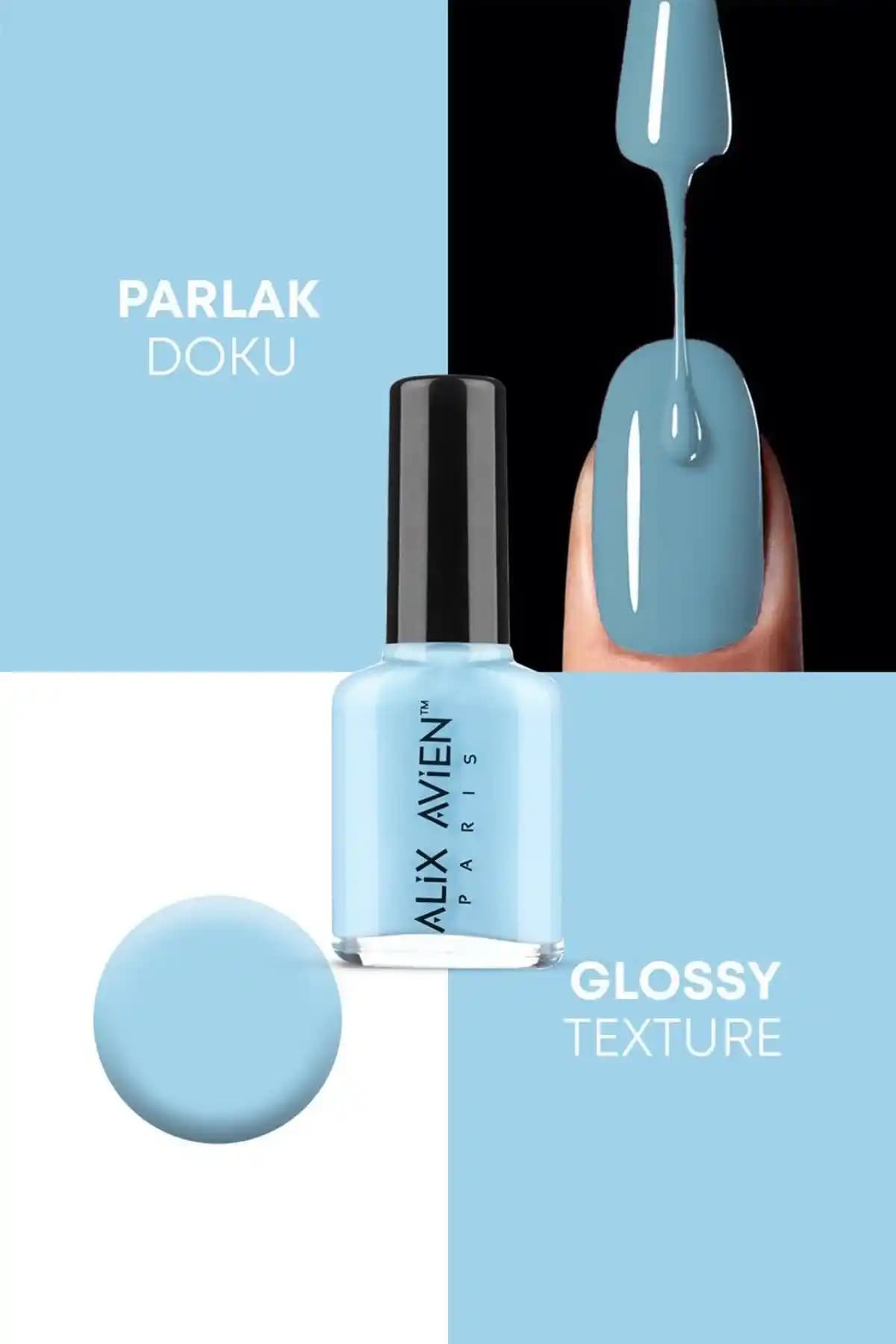 Alix Avien Toz Mavi Oje 66 - Uzun Süre Dayanıklı, Parlak ve Güvenli Oje Seçeneği