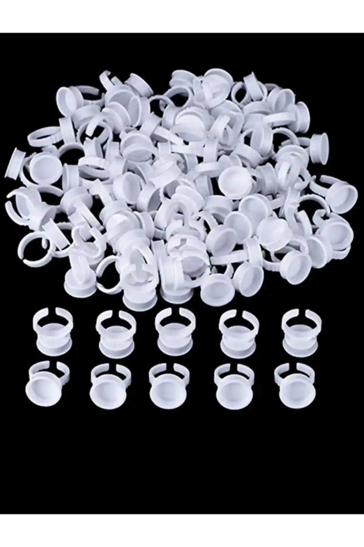 ARMONİKONYA 100 Adet Microblading Boya Koyma Potu Yüzük Seti Profesyonel Kullanım İçin