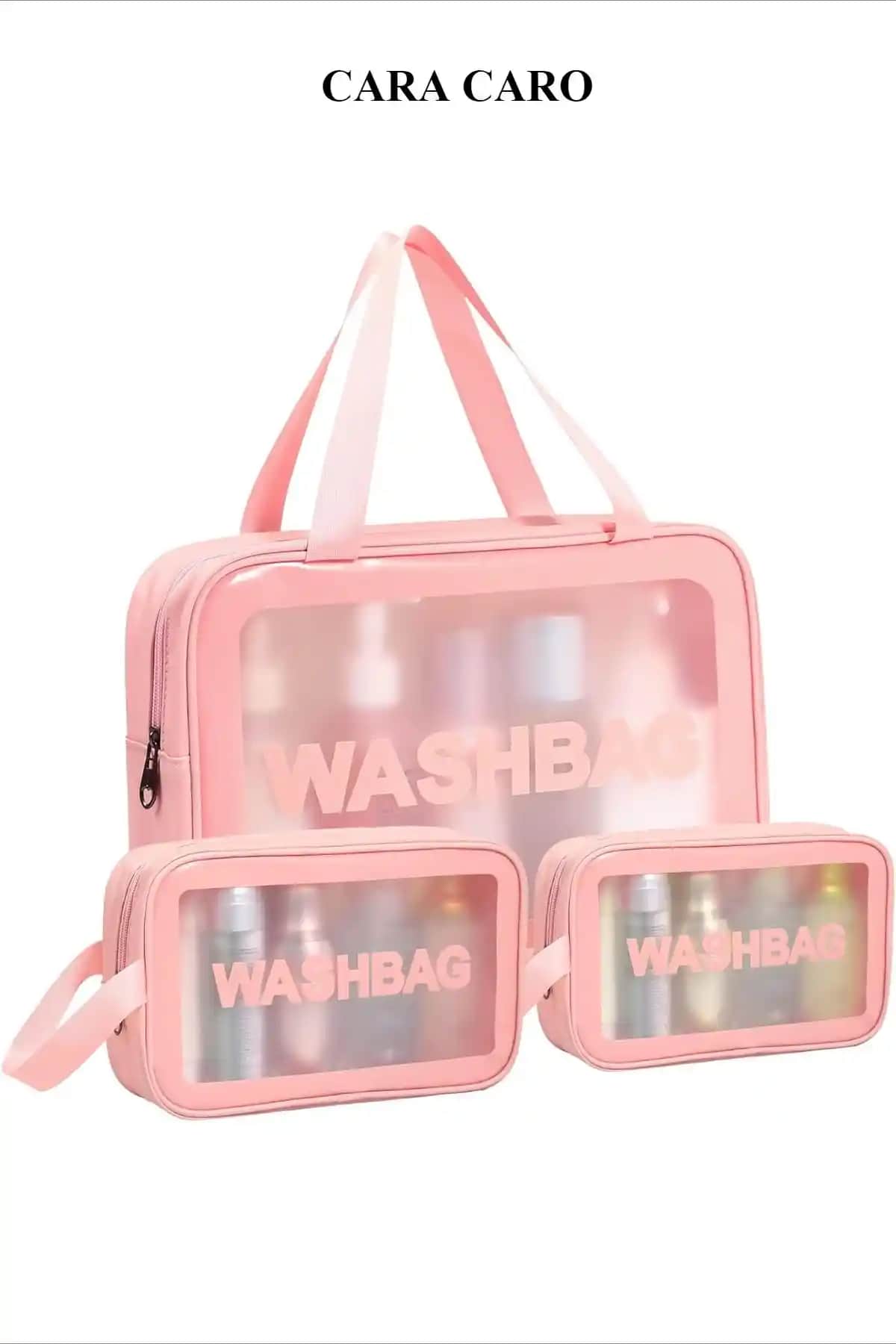 CARA CARO Taşınabilir PVC Su Geçirmez Seyahat Makyaj Çantası Şık ve Dayanıklı Tasarım