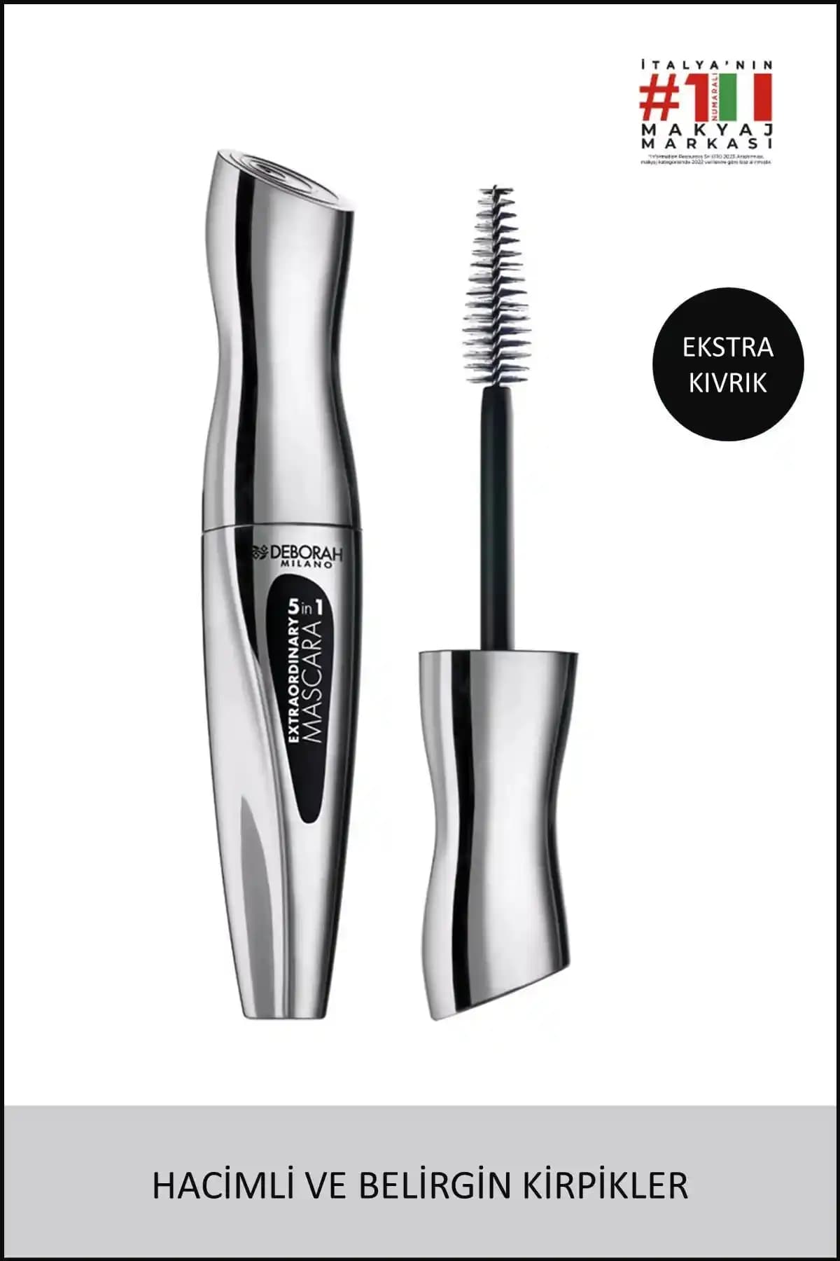 Deborah Milano Extraordinary 5 in 1 Siyah Maskara: Hacim ve Uzunluk Sağlayan Çok Yönlü Formül