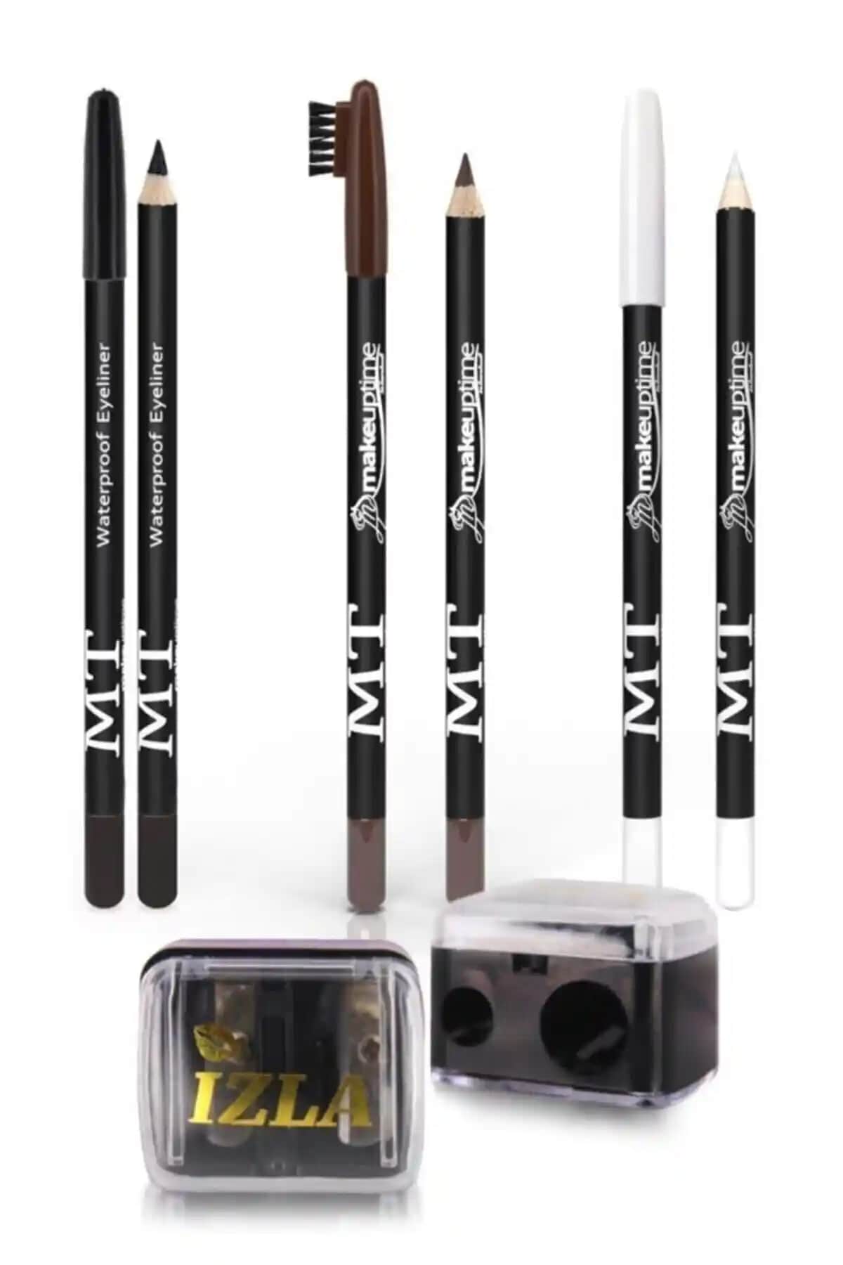 Dört Parçalı Makyaj Kalemi Seti Siyah Beyaz Kahverengi ve İzla Açacak