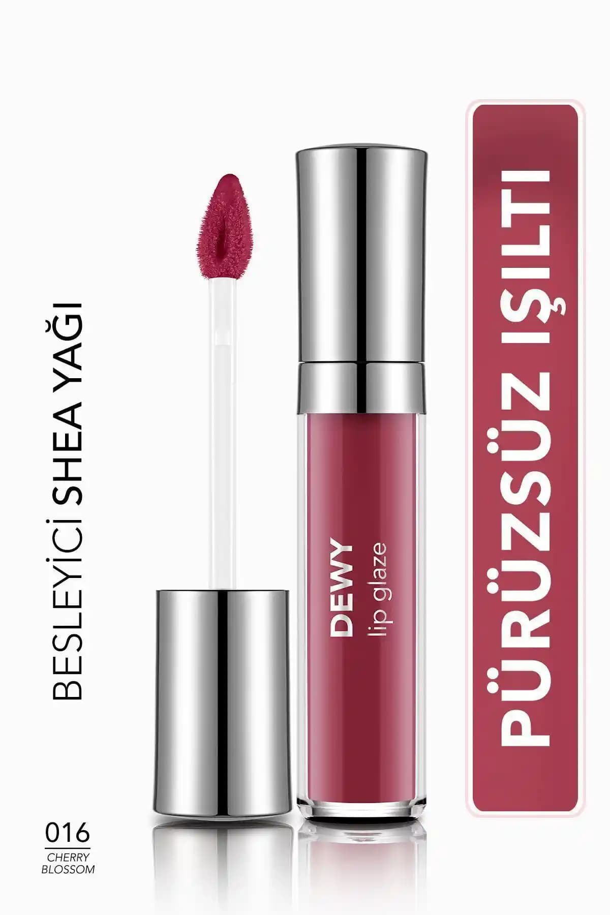 Flormar Besleyici Dudak Parlatıcısı Dewy Lip Glaze 016 Cherry Blossom İnce ve Parlak Dudaklar