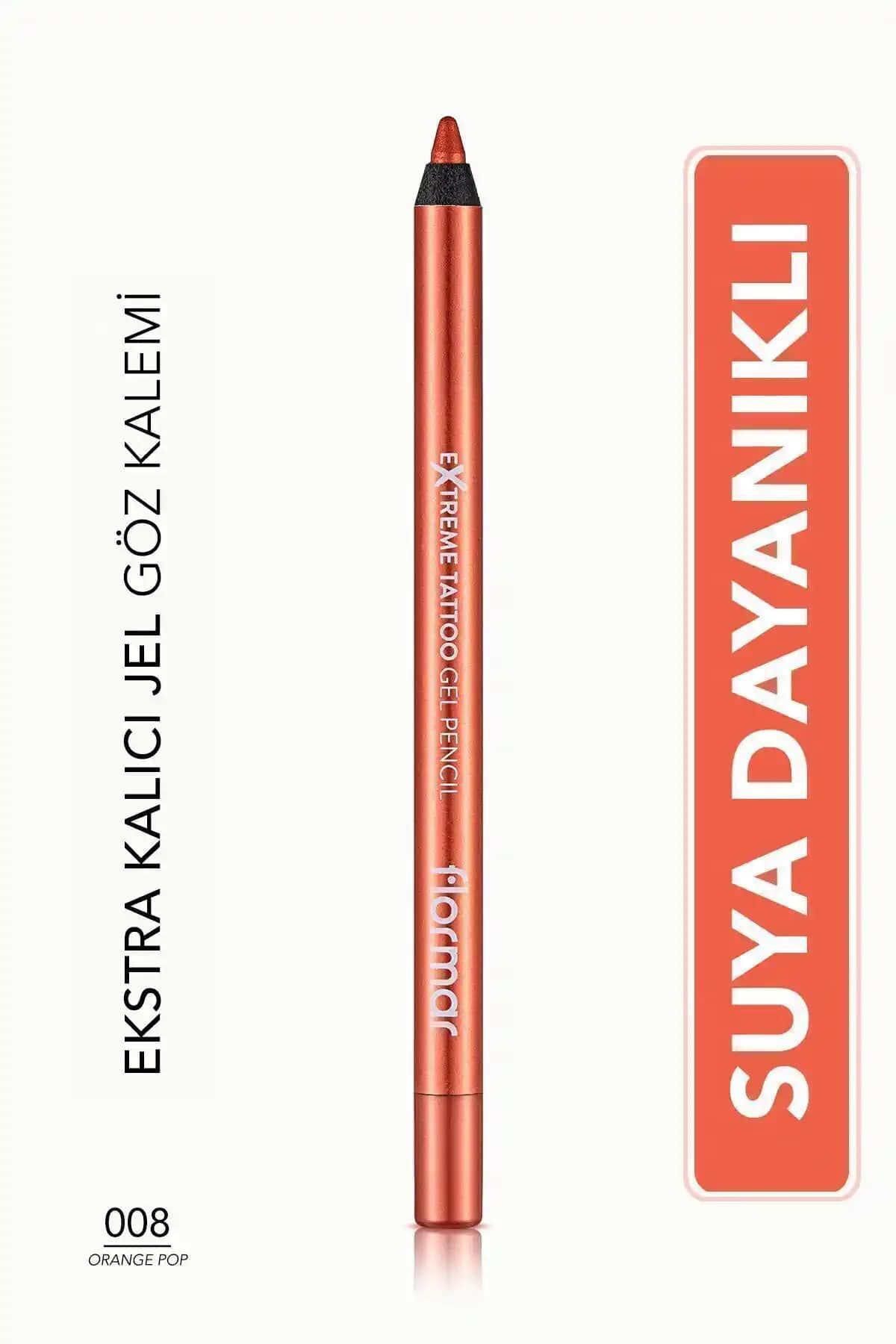 Flormar Işıltılı Kalıcı Göz Kalemi Turuncu Extreme Tattoo Gel Pencil 008 Orange Pop