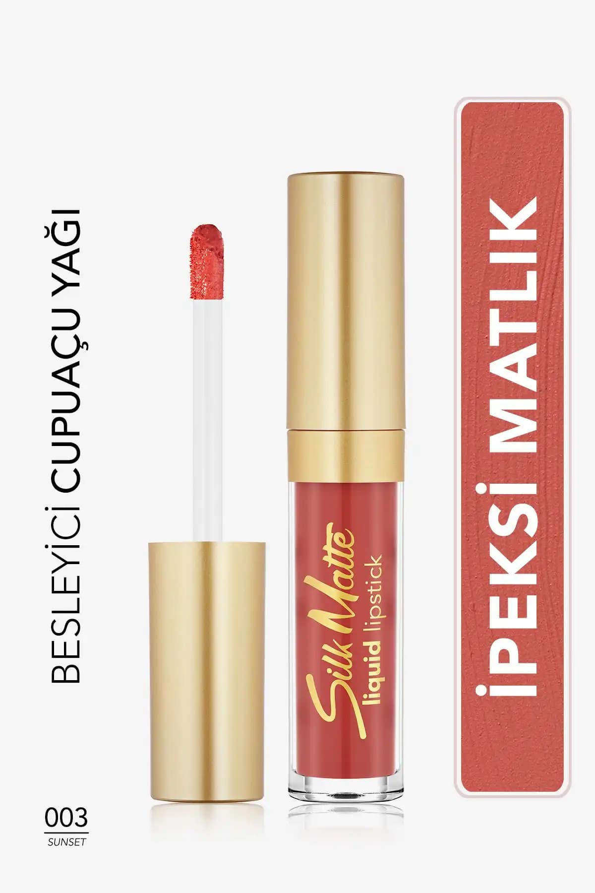 Flormar Kadife Dokulu Likit Mat Ruj 003 Sunset – Uzun Süre Kalıcı ve Canlı Turuncu Ton