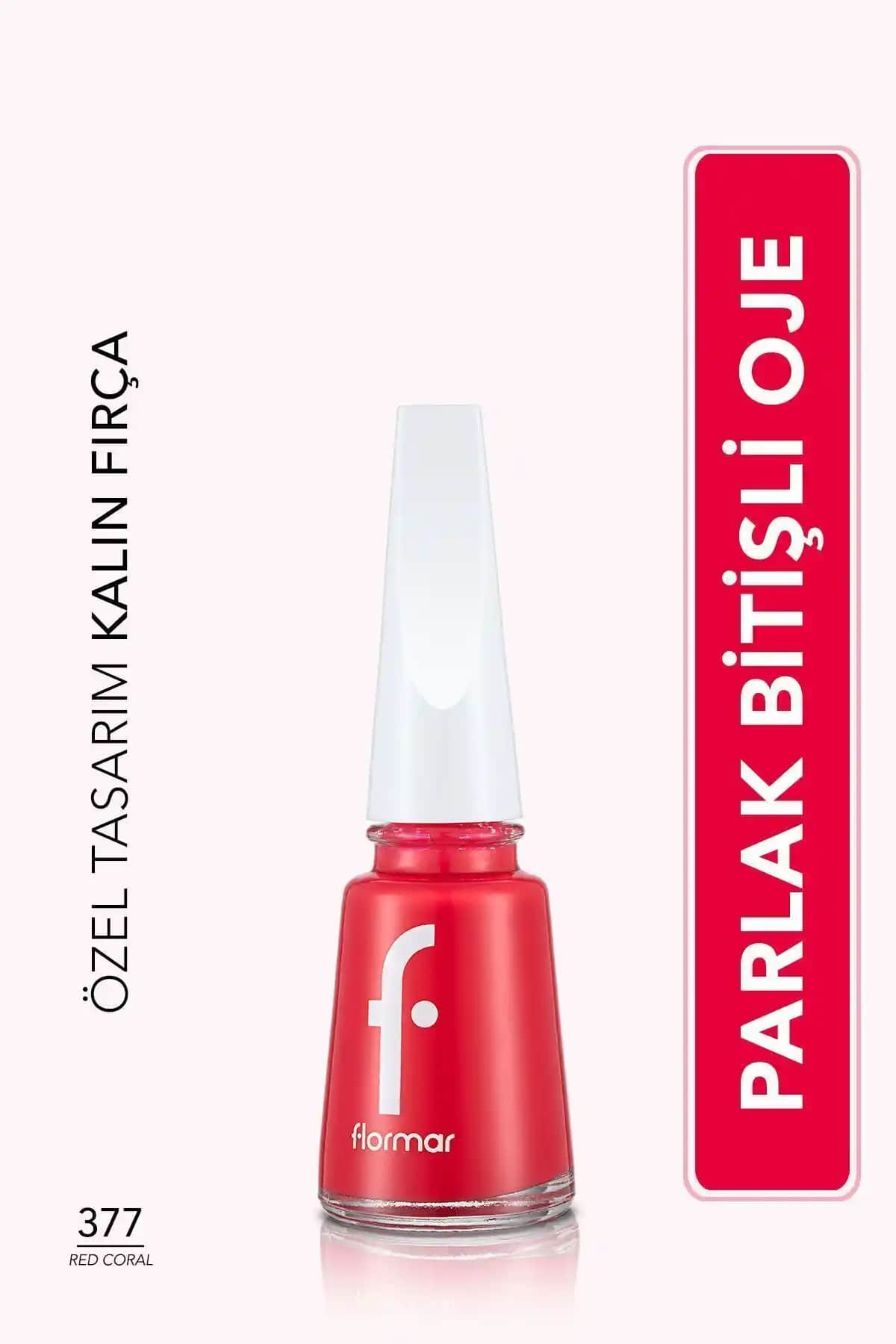 Flormar Nail Enamel Fne-377 Red Coral Kırmızı Oje Yüksek Pigment ve Parlak Bitişli