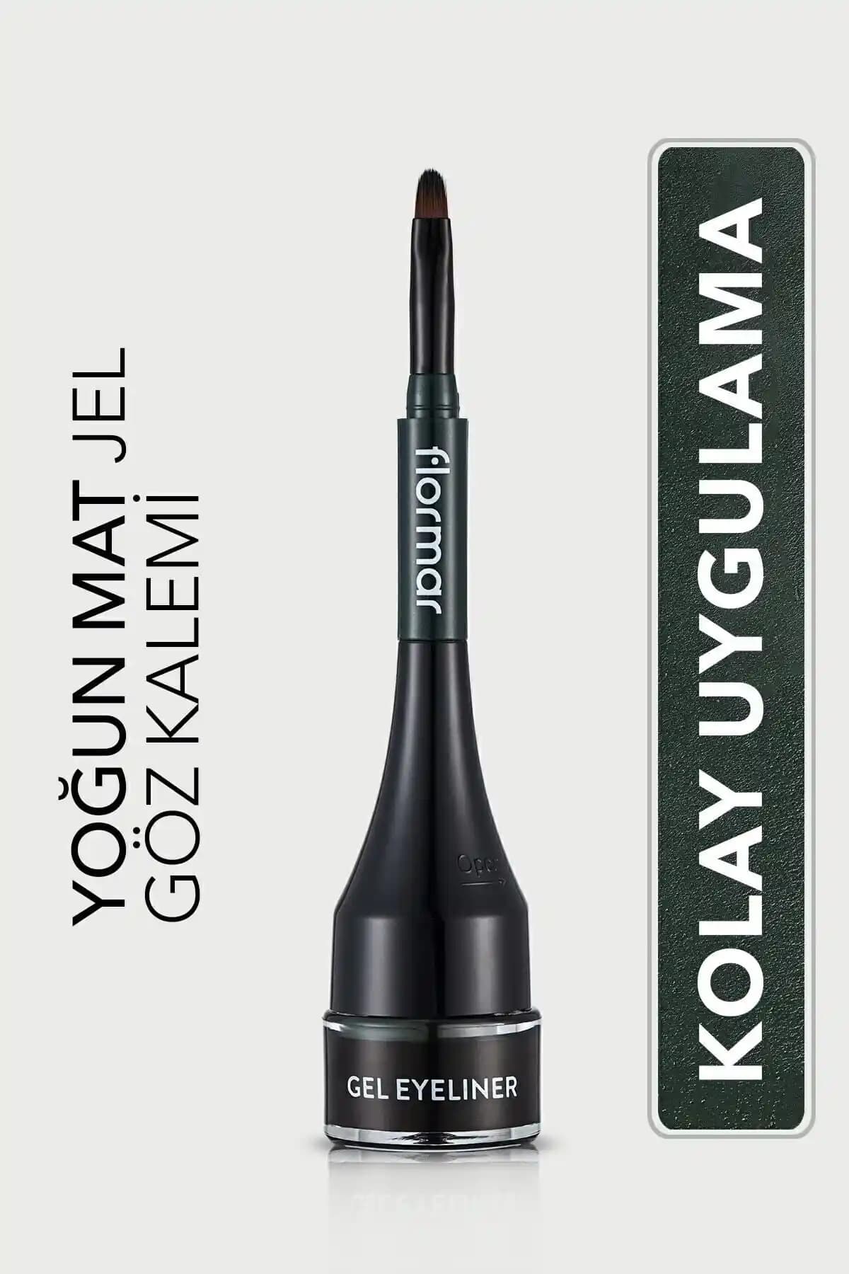 Flormar Yoğun Pigmentli Mat Jel Eyeliner Yeşil Renkli Kalıcı ve Kolay Uygulamalı
