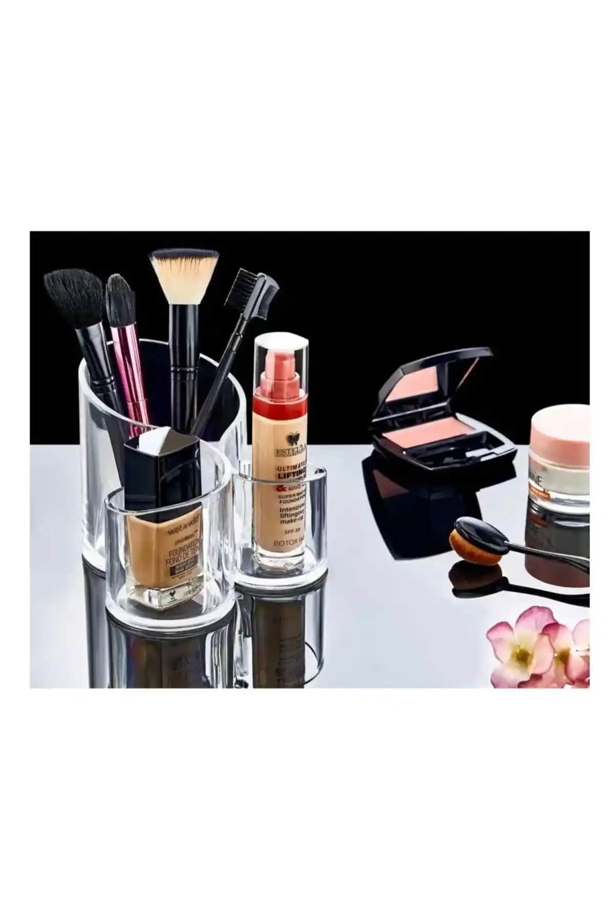 Genel Markalar Şeffaf 3 Gözlü Makyaj Organizeri Pratik ve Dayanıklı Tasarım