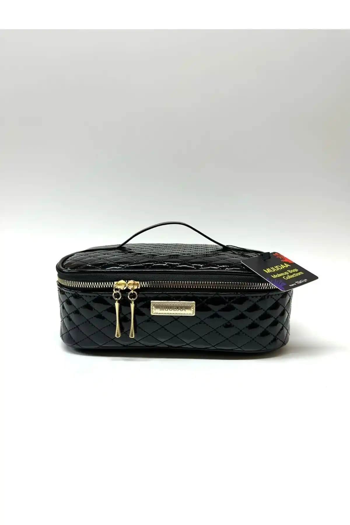 Genel Markalar Siyah Kadın Kutu Makyaj Çantası Modern ve Dayanıklı Tasarım