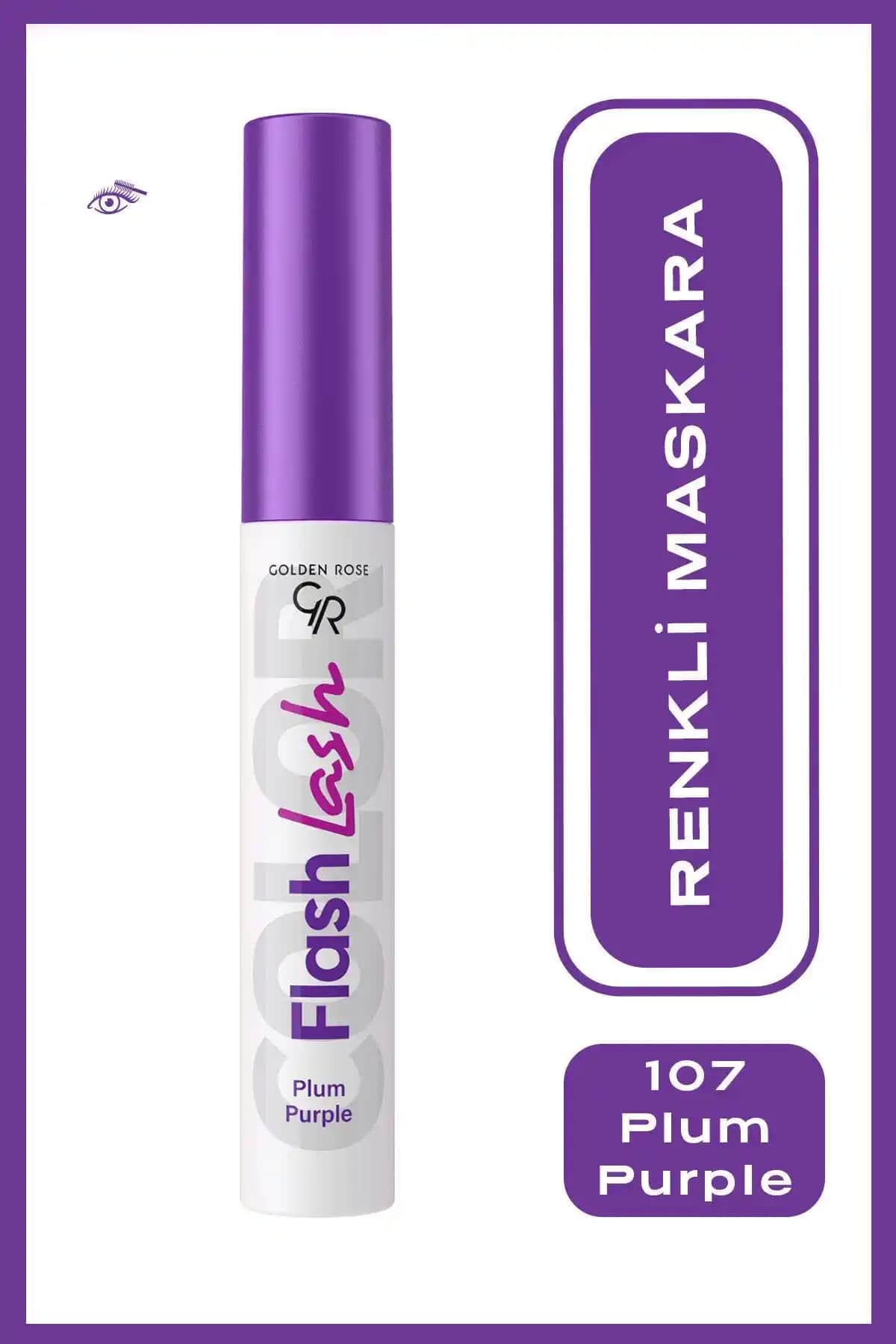 Golden Rose Flash Lash Renkli Maskara No:07 Plum Purple Gözleri Canlandıran Renkli ve Pratik Makyaj Maskarası