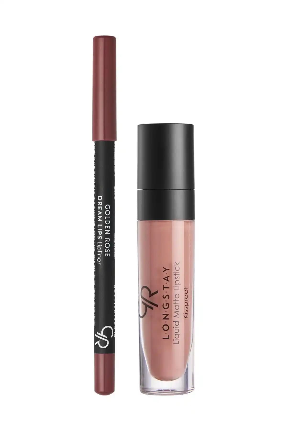 Golden Rose Matte Lip Kit Warm Nude: Uzun Süre Dayanan Doğal Dudak Makyajı Seti