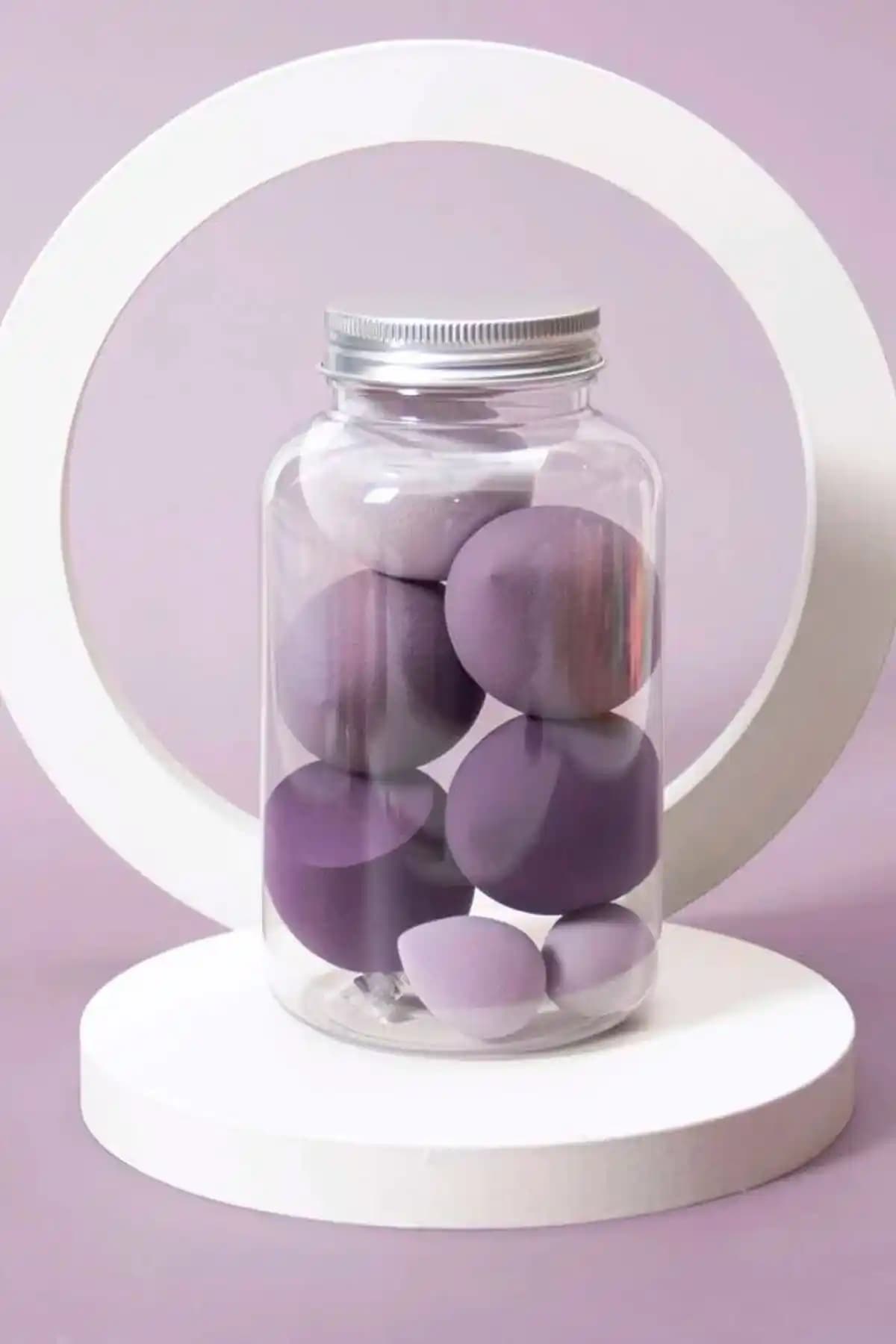 H&E LUXURY DESIGN 7'li Lila Tonları Kavanoz Makyaj Süngeri Seti İnceleme ve Özellikler