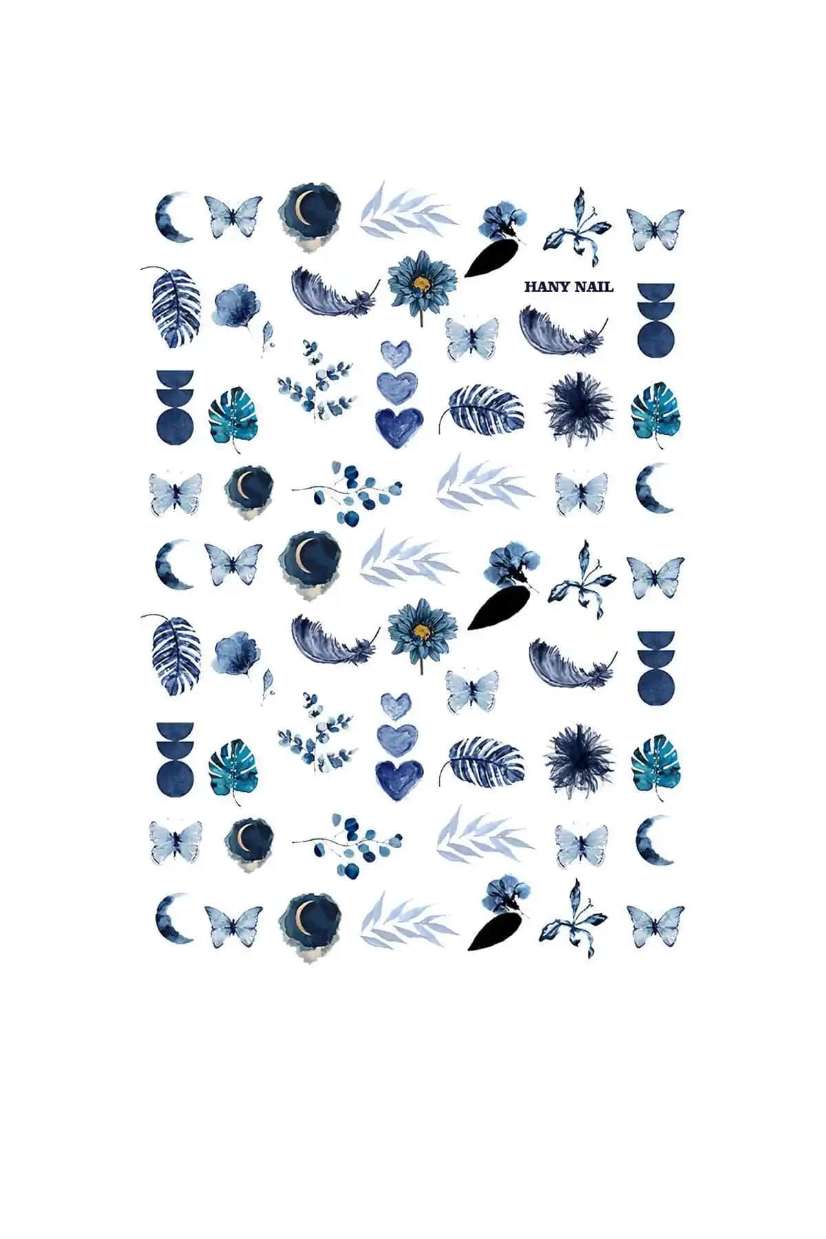 Hanyi Nail Mavi Renkli Su Transfer Stickerleri ile Pratik ve Dayanıklı Tırnak Süsleme Çözümü