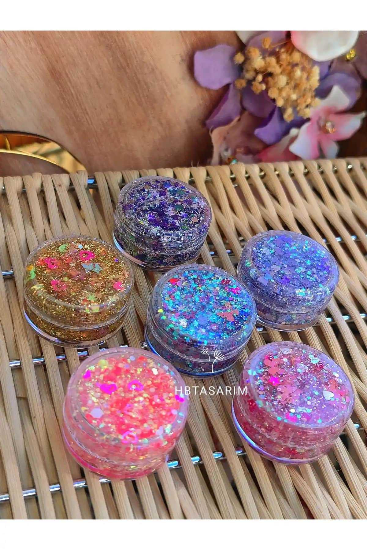 HBTasarim Parlak Glitter Jel Far Sarı Renkli Işıltılı Göz Makyajı Ürünü