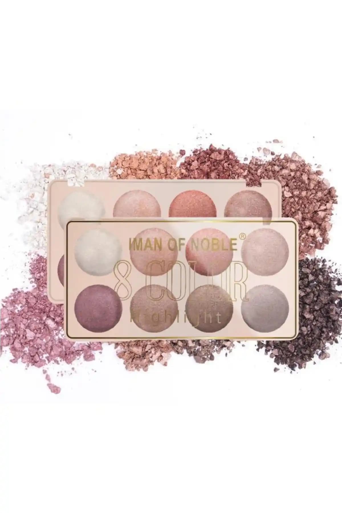 IMAN OF NOBLE 8 Renkli Sedefli Highlighter Paleti ile Doğal Işıltı ve Parlaklık Sağlayın