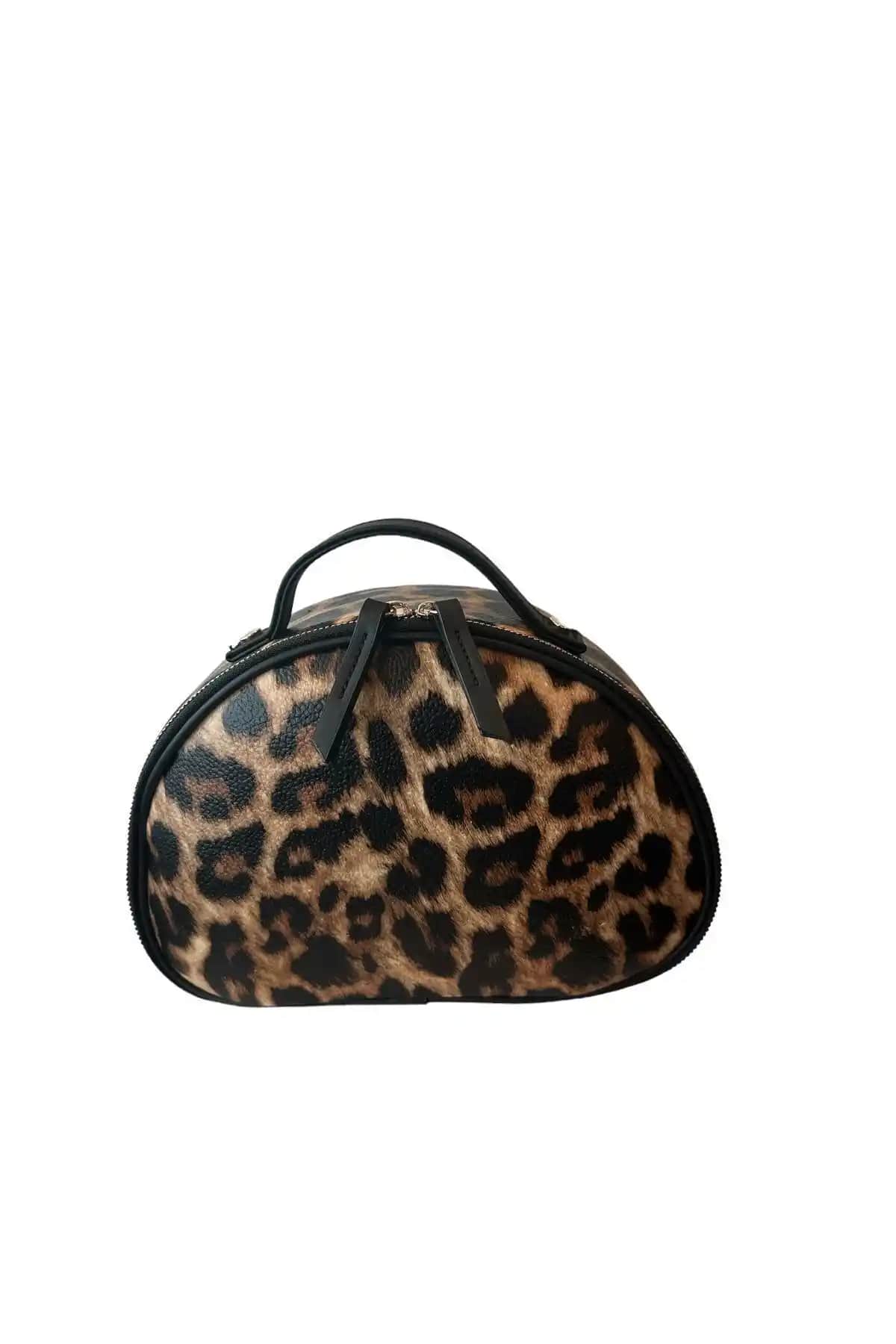 Kadınlar İçin Şık ve Dayanıklı Leopar Desenli Kozmetik Çantası 26 cm Genişlikte
