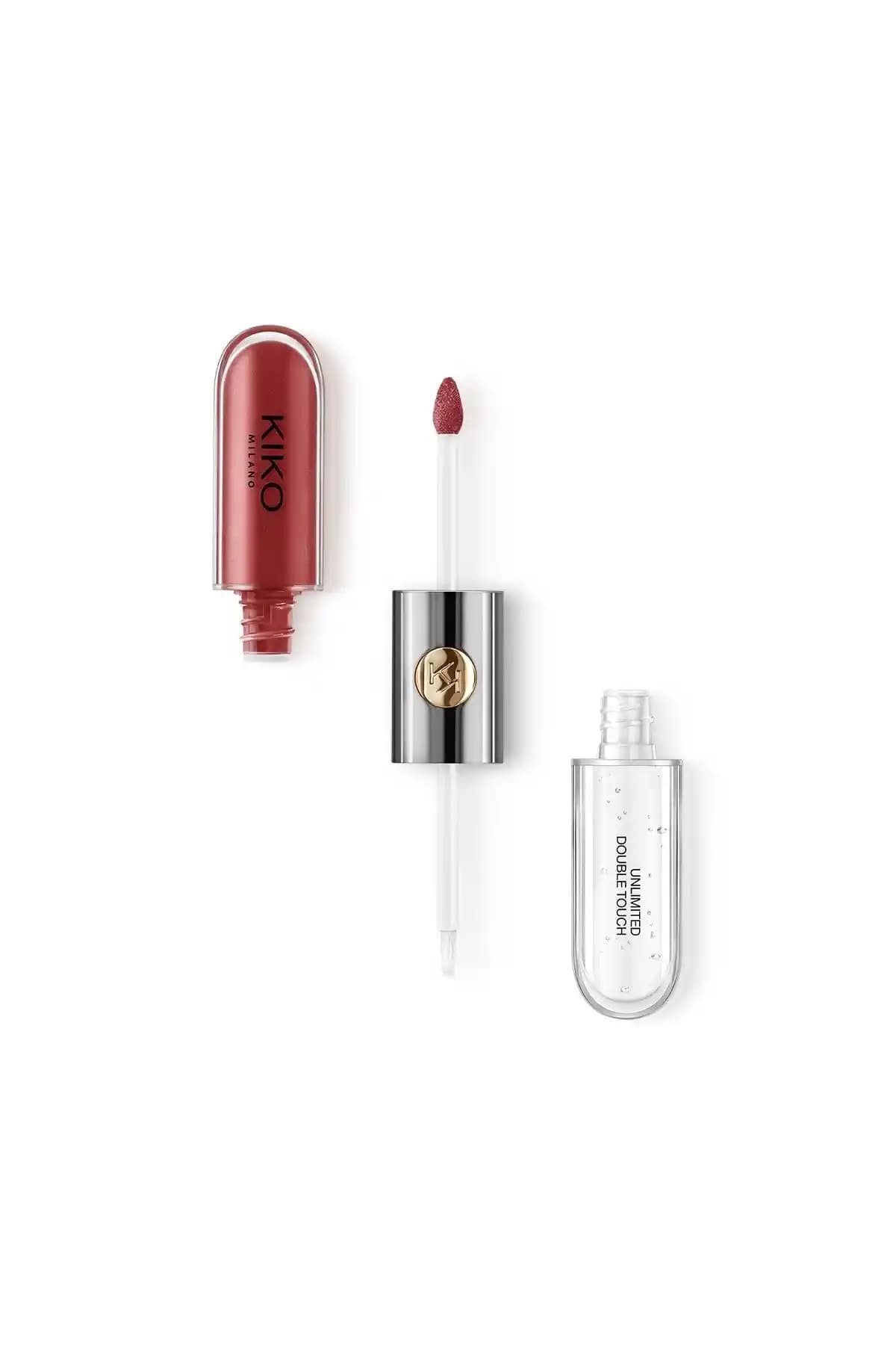 KIKO Milano Unlimited Double Touch 106 Satin Ruby Red Likit Ruj: Uzun Süre Kalıcı ve Parlak Kırmızı Ton