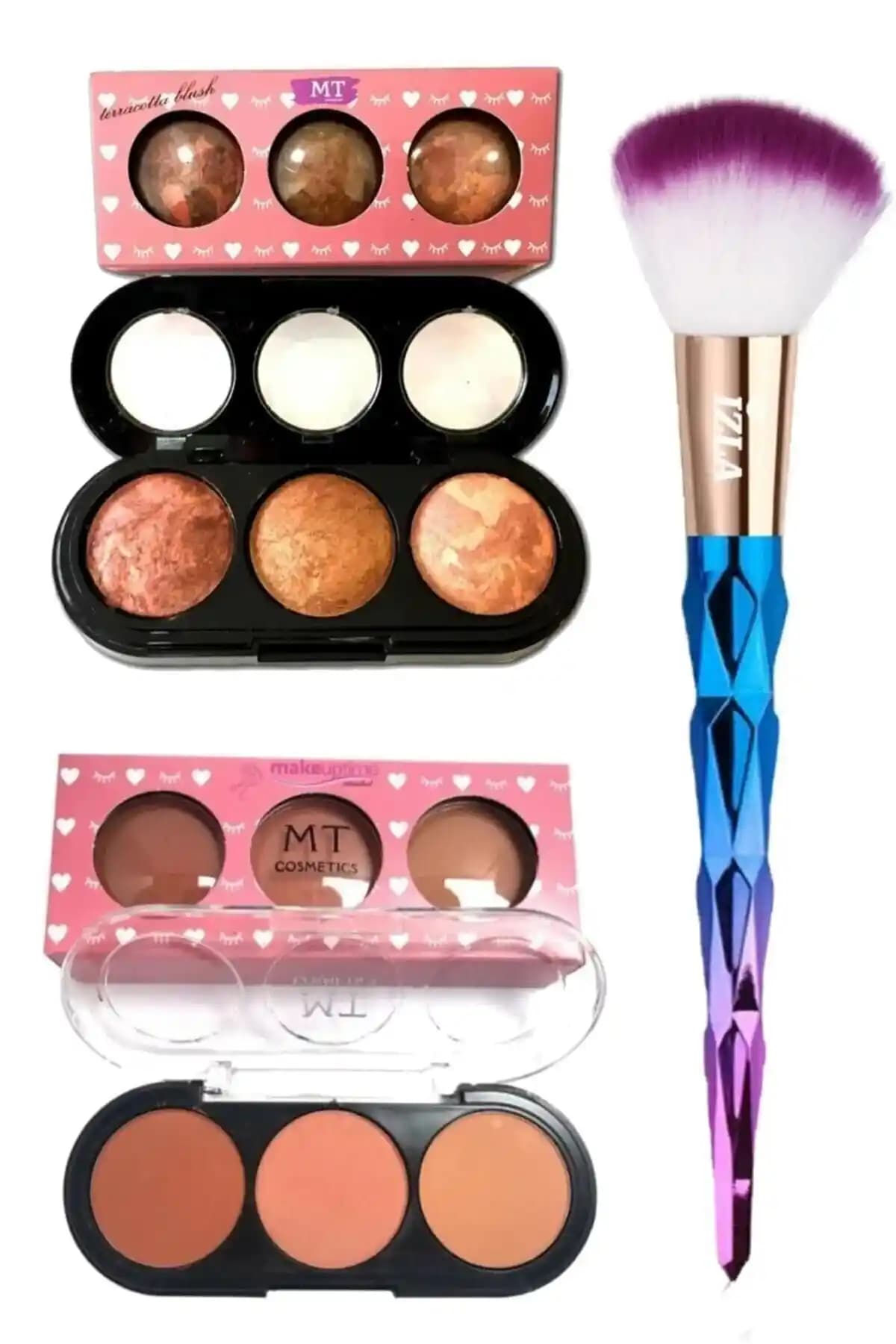 Makeuptime 3'lü Mat Allık ve Fırça Seti Modern Tasarım ve Kullanışlılık Sunar