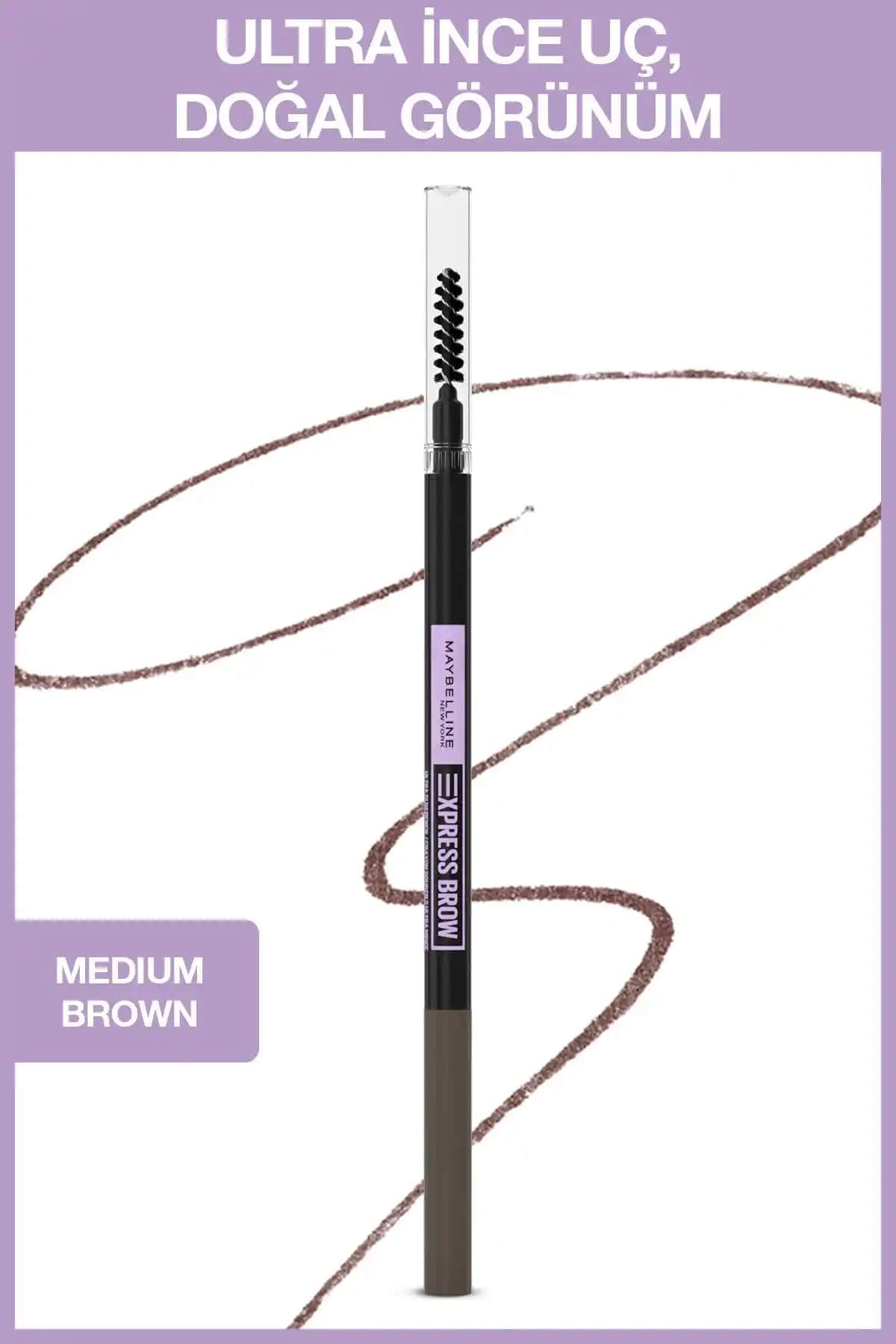 Maybelline Express Brow Ultra Slim Kaş Kalemi 04 Medium Brown İnce ve Kalıcı Doğal Görünüm