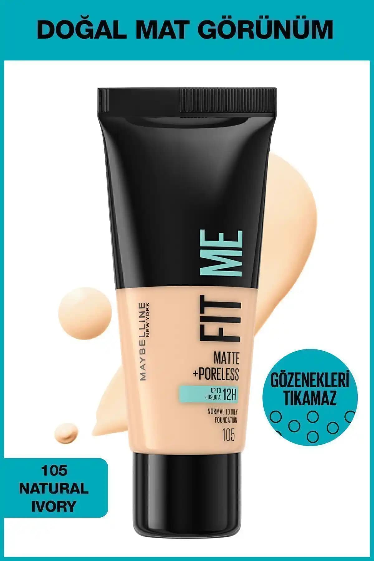 Maybelline Fit Me Mat ve Gözenek Azaltıcı Fondöten Karşılaştırması 105 Natural Ivory ve 130 Buff Beige