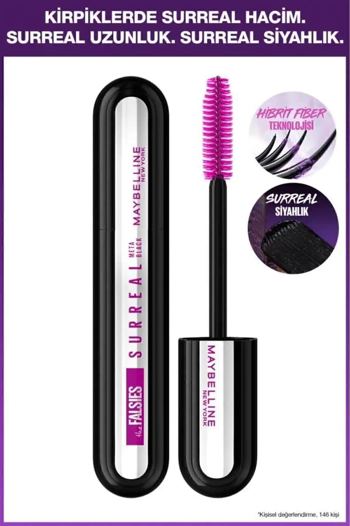Maybelline New York Falsies Surreal Meta Black Maskara ile Uzun ve Hacimli Kirpikler