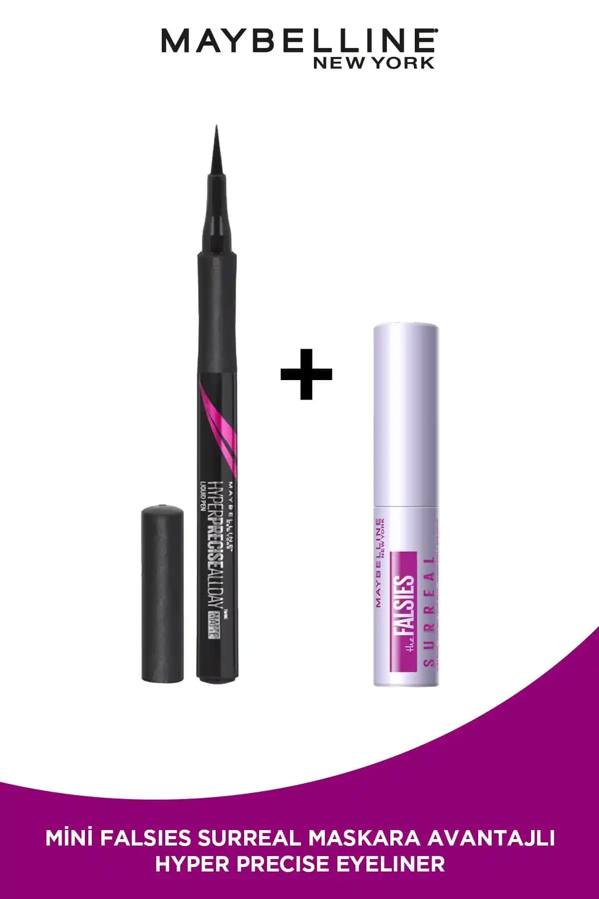 Maybelline New York Siyah Eyeliner ve Maskara Seti Günlük ve Özel Kullanım İçin Uygun