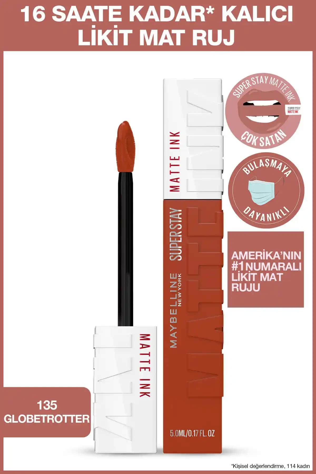 Maybelline Super Stay Matte Ink City Edition Likit Mat Ruj 135 Globe-trotter Türkiye