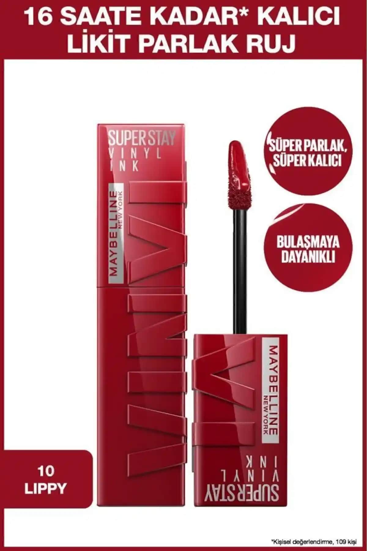 Maybelline Super Stay Vinyl Ink: Uzun Süre Kalıcı ve Parlak Kırmızı Ruj