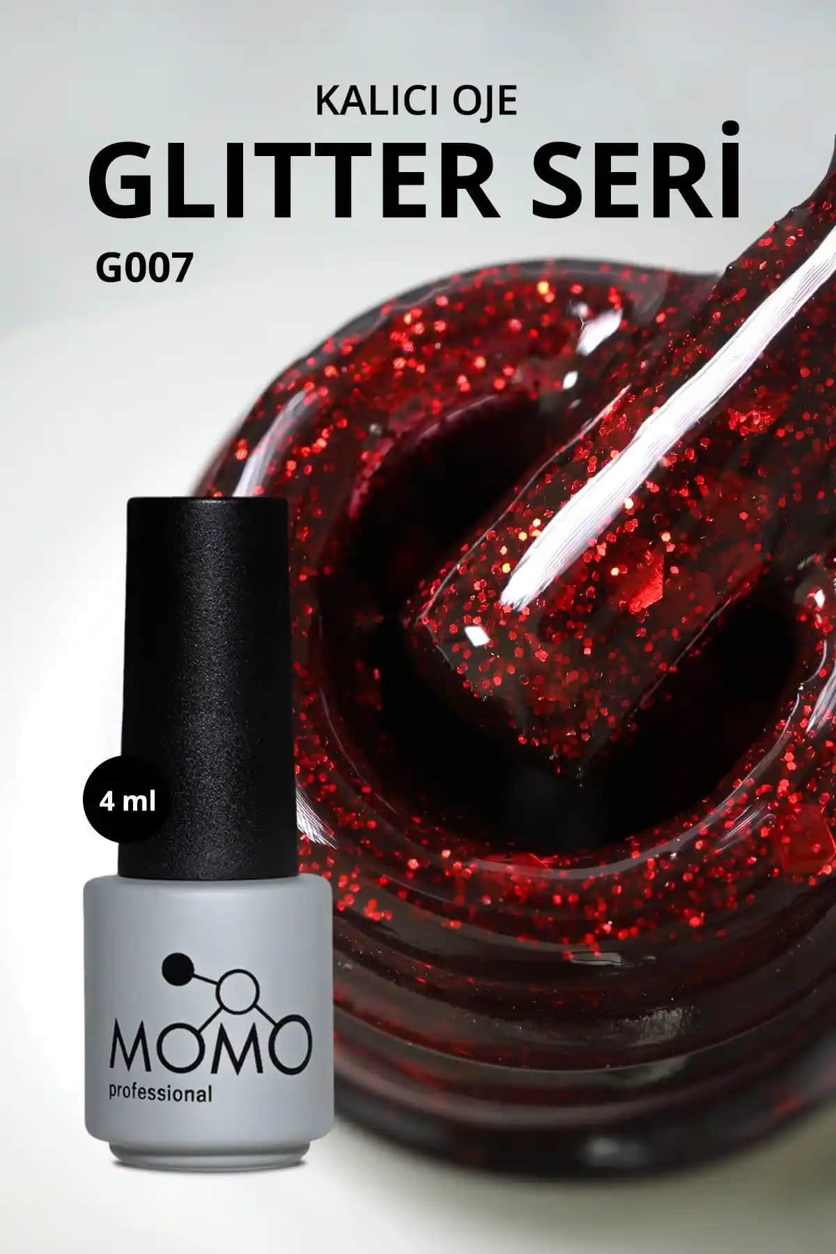 MOMO Glitter Kalıcı Oje G007: Parlak ve Dayanıklı Kırmızı Tırnak Rengi