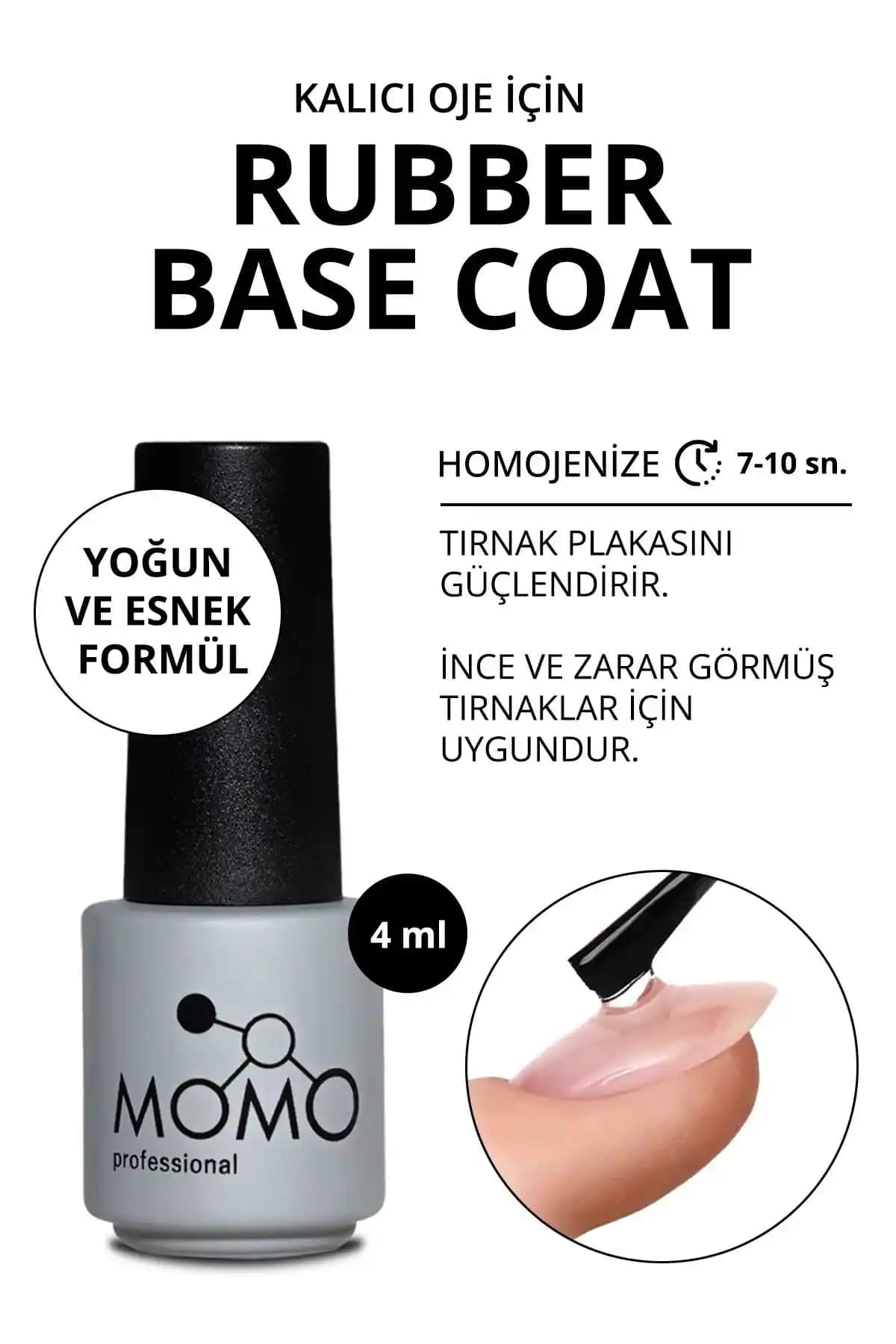 MOMO Rubber Base Coat Kalıcı Oje İçin Profesyonel ve Dayanıklı Baz Ürünü