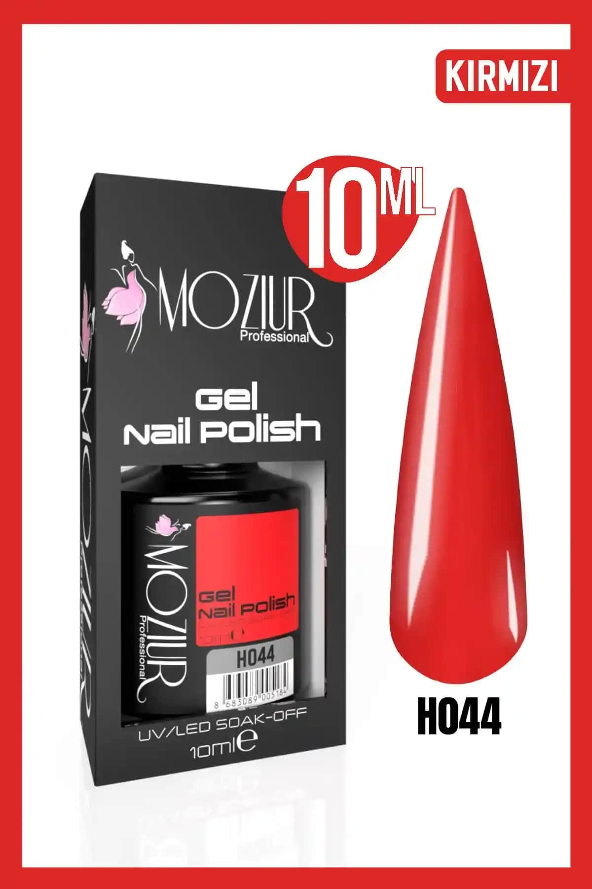 MOZIUR Kalıcı Oje UV Led H044 Kırmızı 10ml Uzun Süre Dayanıklı ve Parlak Tırnak Bakım Ürünü