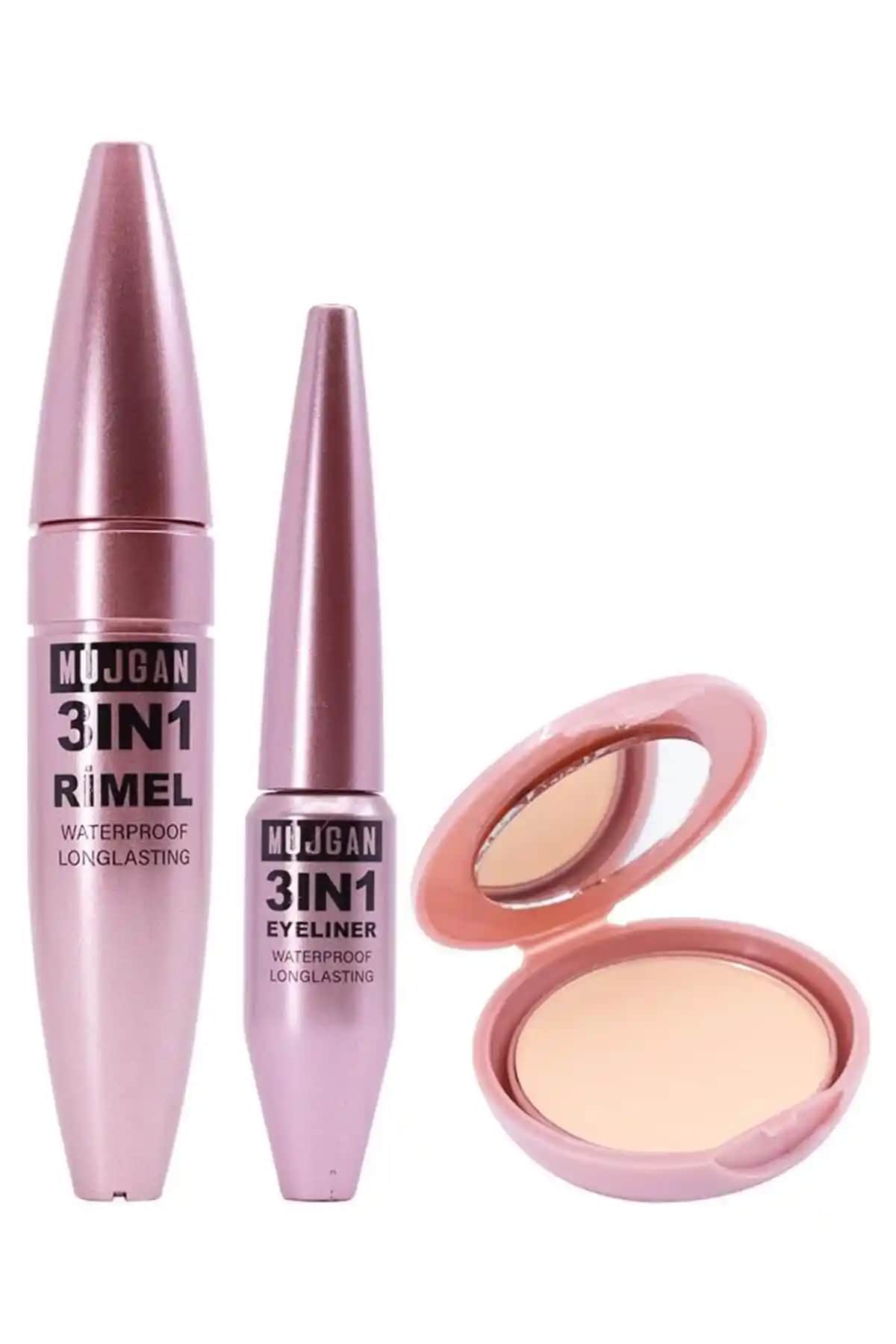 MUJGAN 3'lü Long Sansation Rimel Eyeliner Pudra Seti ile Gözlerinizi Vurgulayın