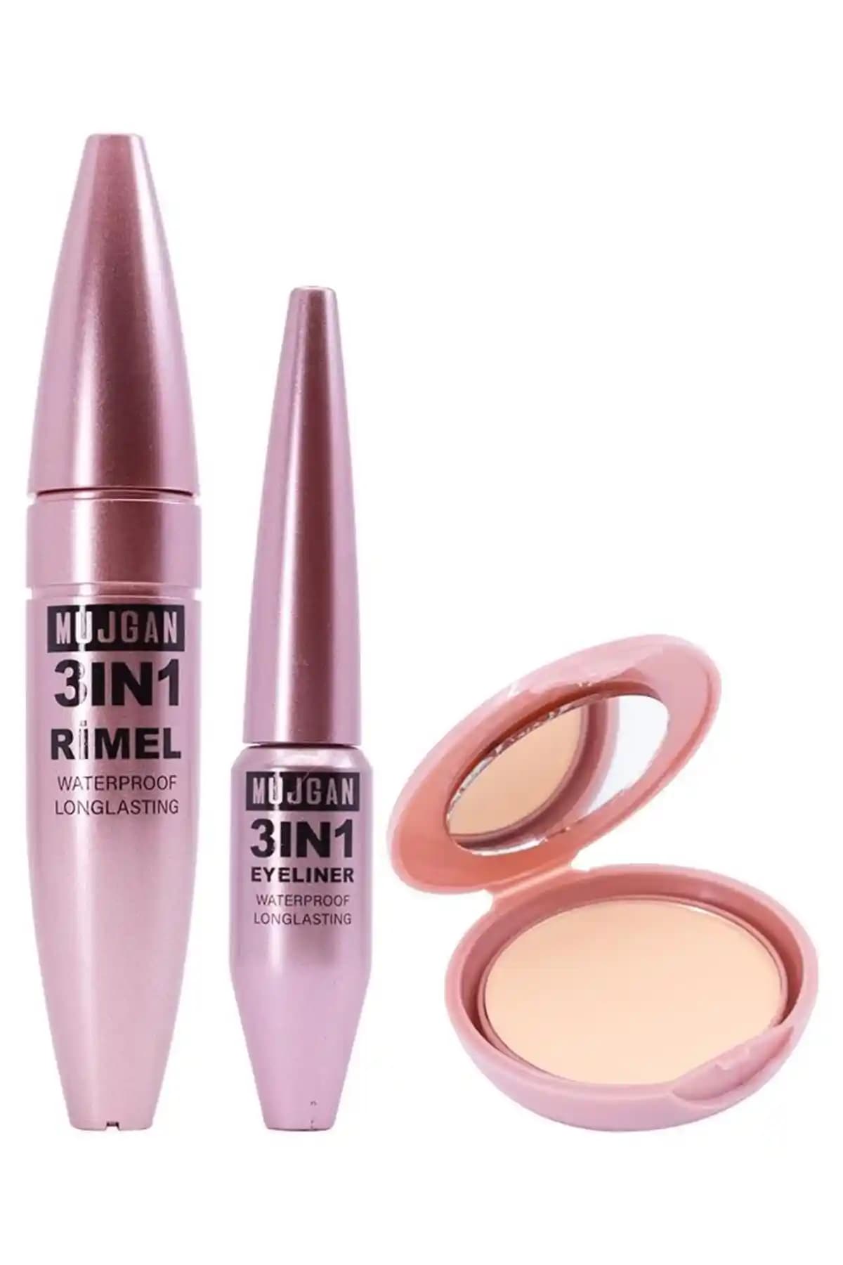 MUJGAN 3'lü Long Sansation Rimel Eyeliner Pudra Seti ile Gözlerinizi Vurgulayın