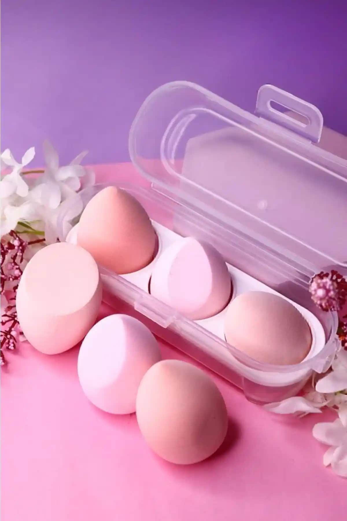 MUJGAN 3'lü Standlı Makyaj Süngeri Seti Pembe – Yüksek Kalite ve Estetik Tasarım