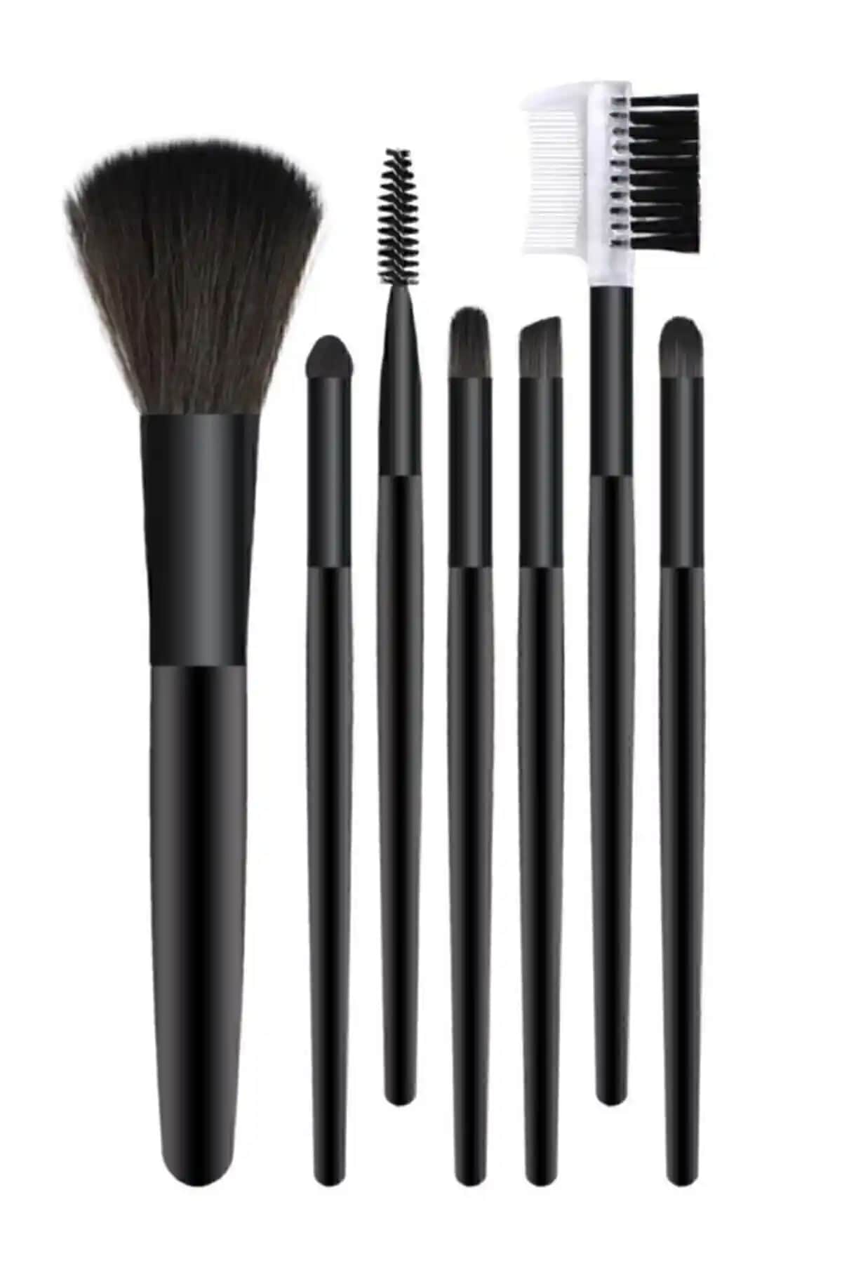 Mujgan 7'li Siyah Makyaj Fırça Seti - Profesyonel ve Taşınabilir Tasarım