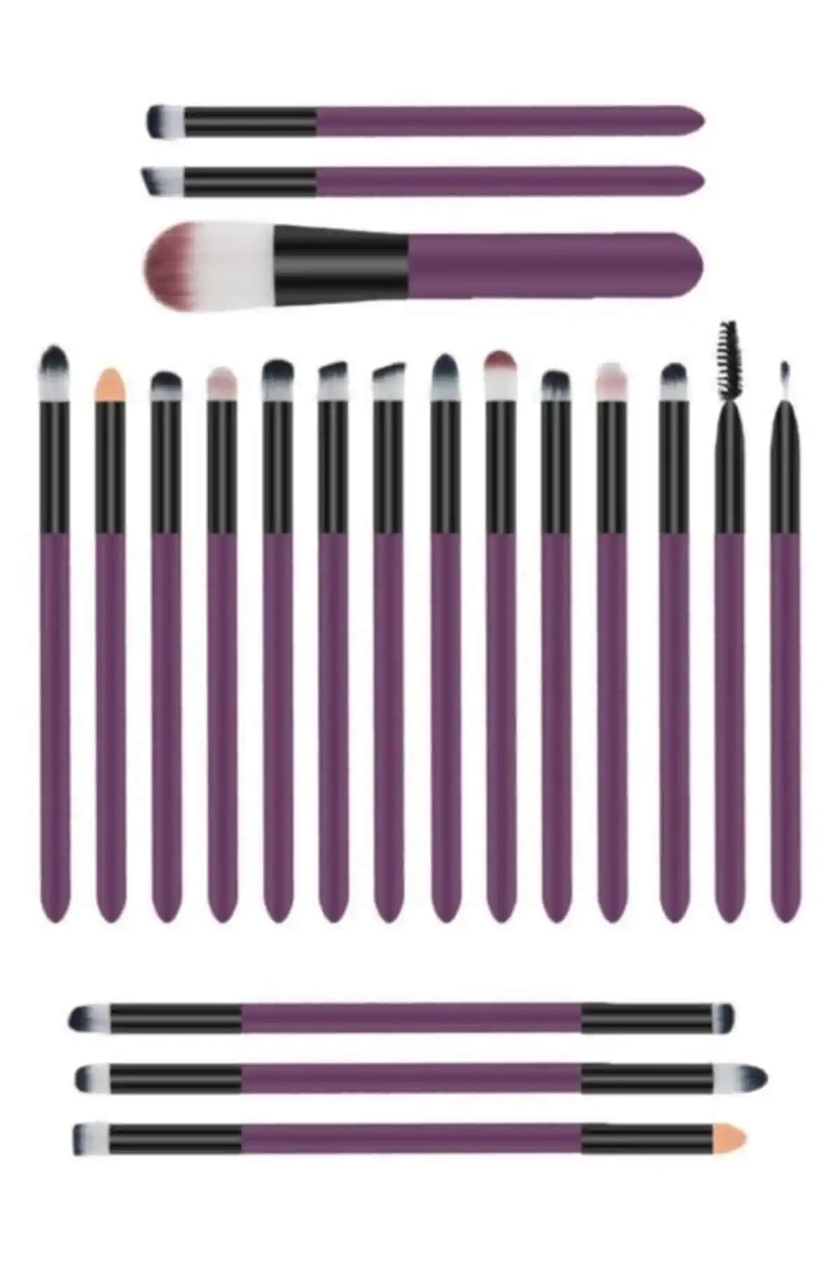 MUJGAN Mor Profesyonel 20'li Makyaj Fırça Seti: Kaliteli ve Çok Yönlü Kullanım İçin
