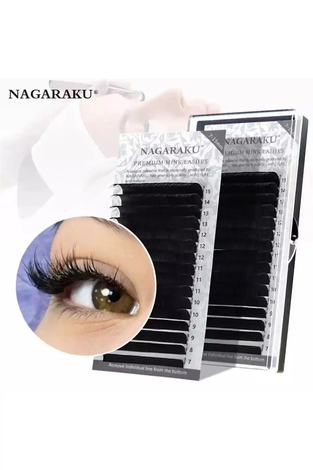 NAGARAKU 0.10 Kalınlık D Kıvrım Mix İpek Kirpik Günlük ve Özel Makyajlar İçin Uygun