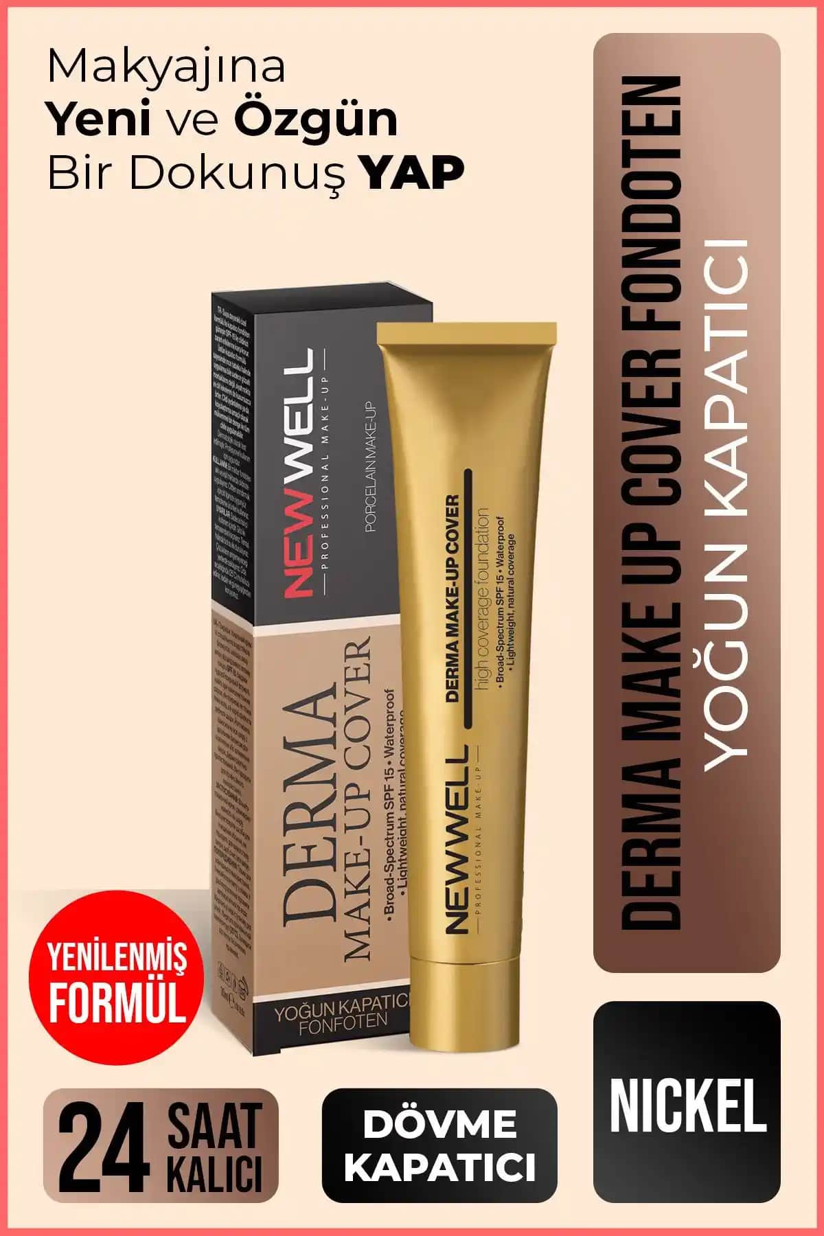 New Well Derma Makeup Cover Foundation Nickel: Yüksek Kapatıcılık ve Dayanıklılık Sunan Makyaj Temeli