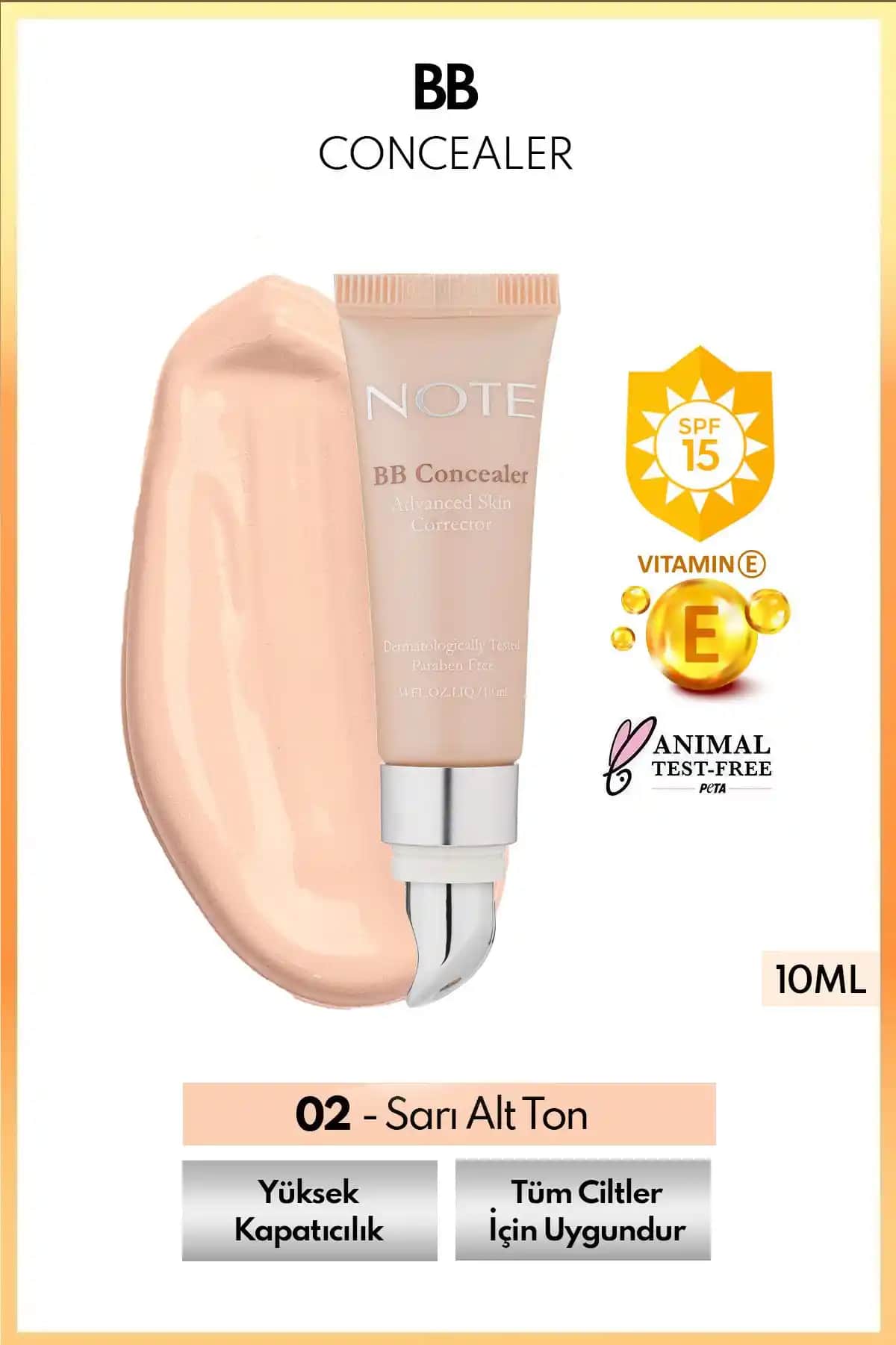 Note Cosmetics BB Concealer SPF 15 Göz Altı Kapatıcı Yüksek Kapatıcılık ve Doğal Görünüm
