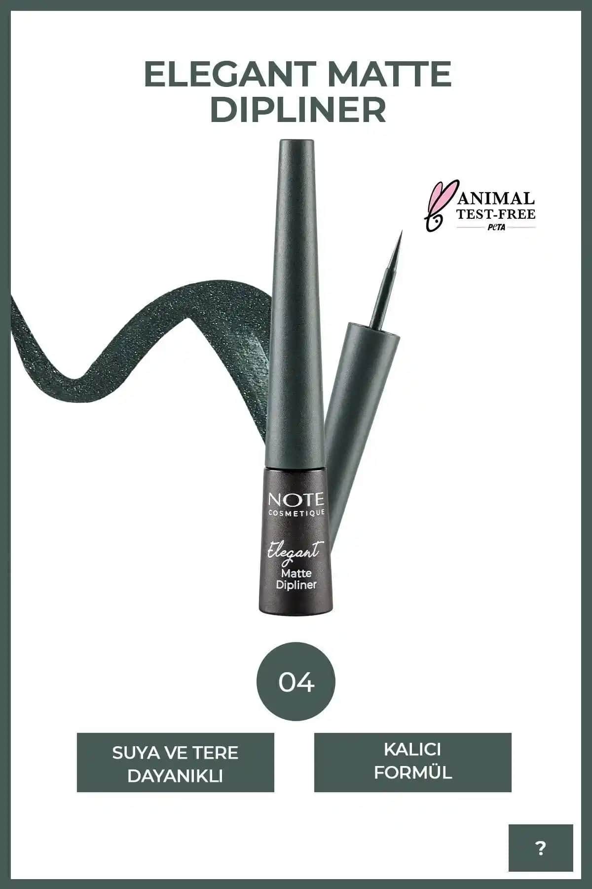 Note Cosmetics Elegant Matte Yeşil Dipliner Suya Dayanıklı ve Uzun Süre Kalıcı Makyaj Ürünü